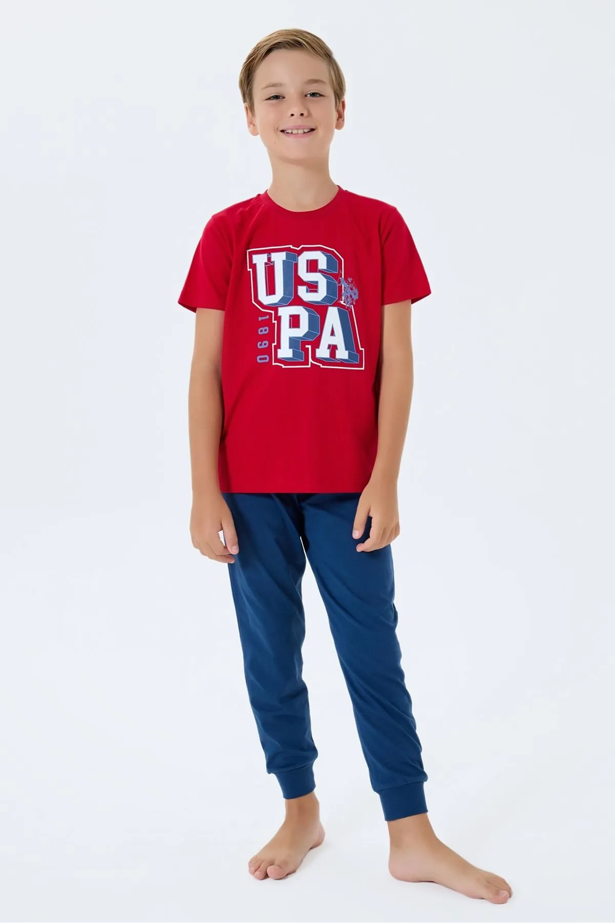 4-15 Yaş Lisanslı Us Polo Assn Erkek Çocuk Takım-Kırmızı