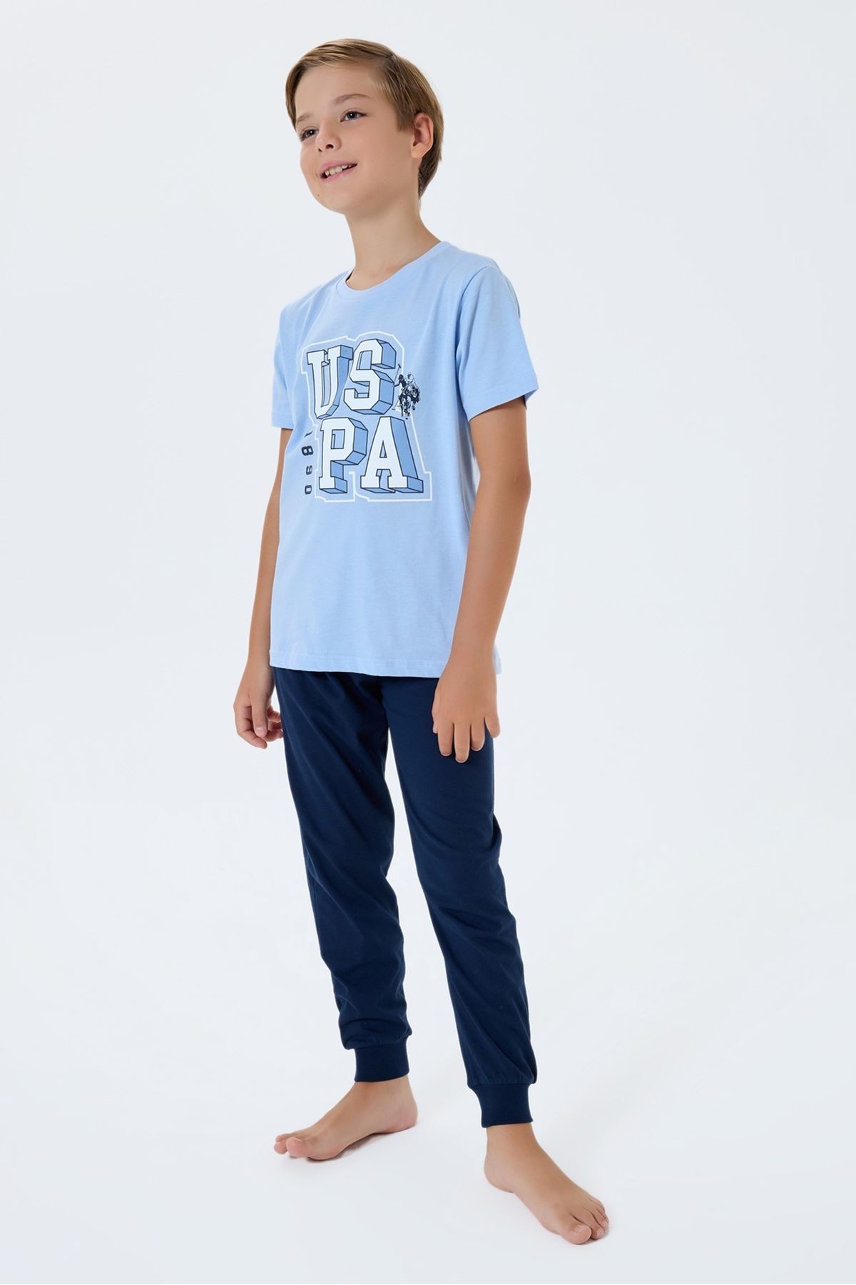 4-15 Yaş Lisanslı Us Polo Assn Erkek Çocuk Takım-Mavi