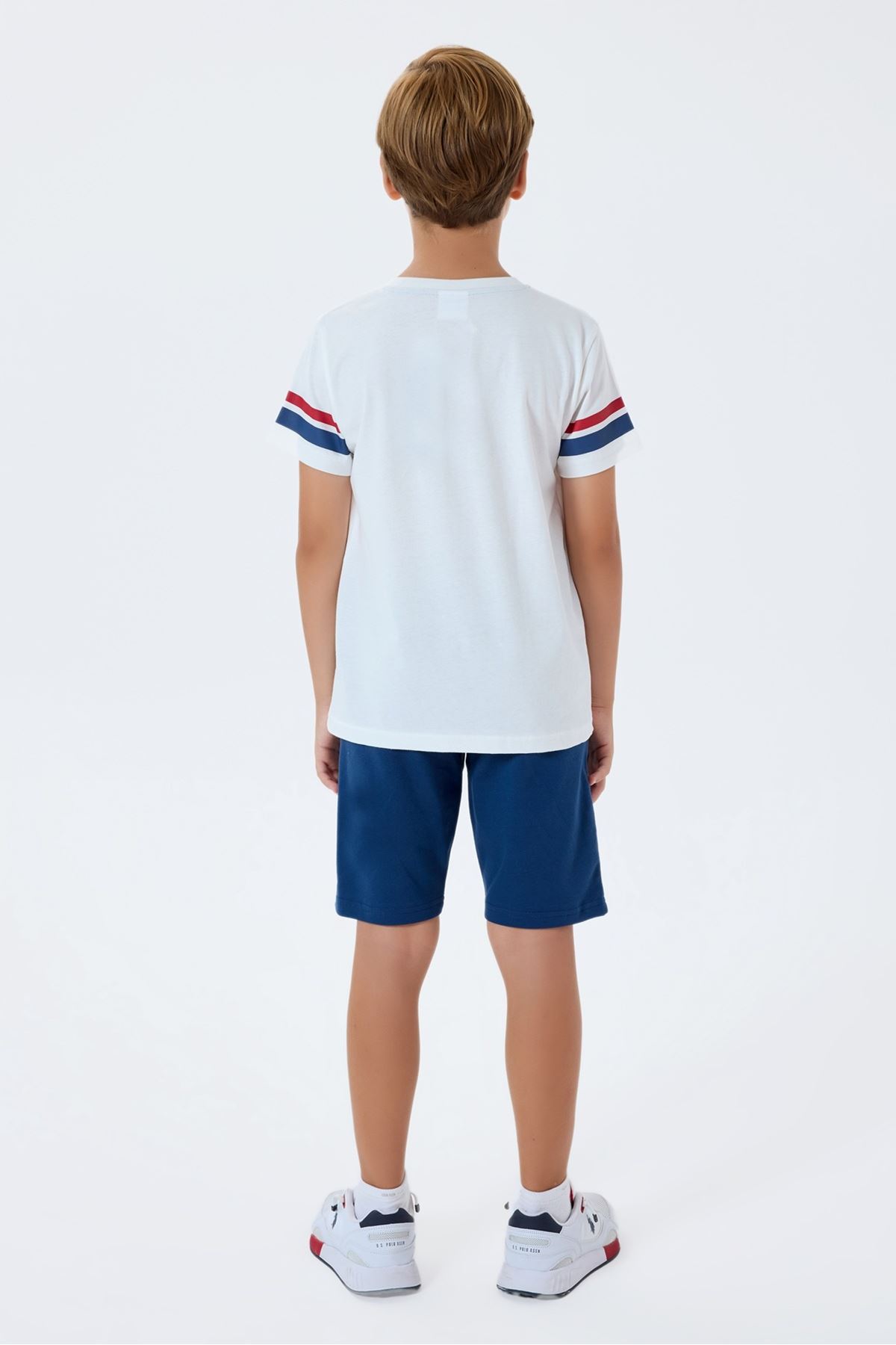 4-15 Yaş Lisanslı Us Polo Assn Erkek Çocuk Takım-Ekru