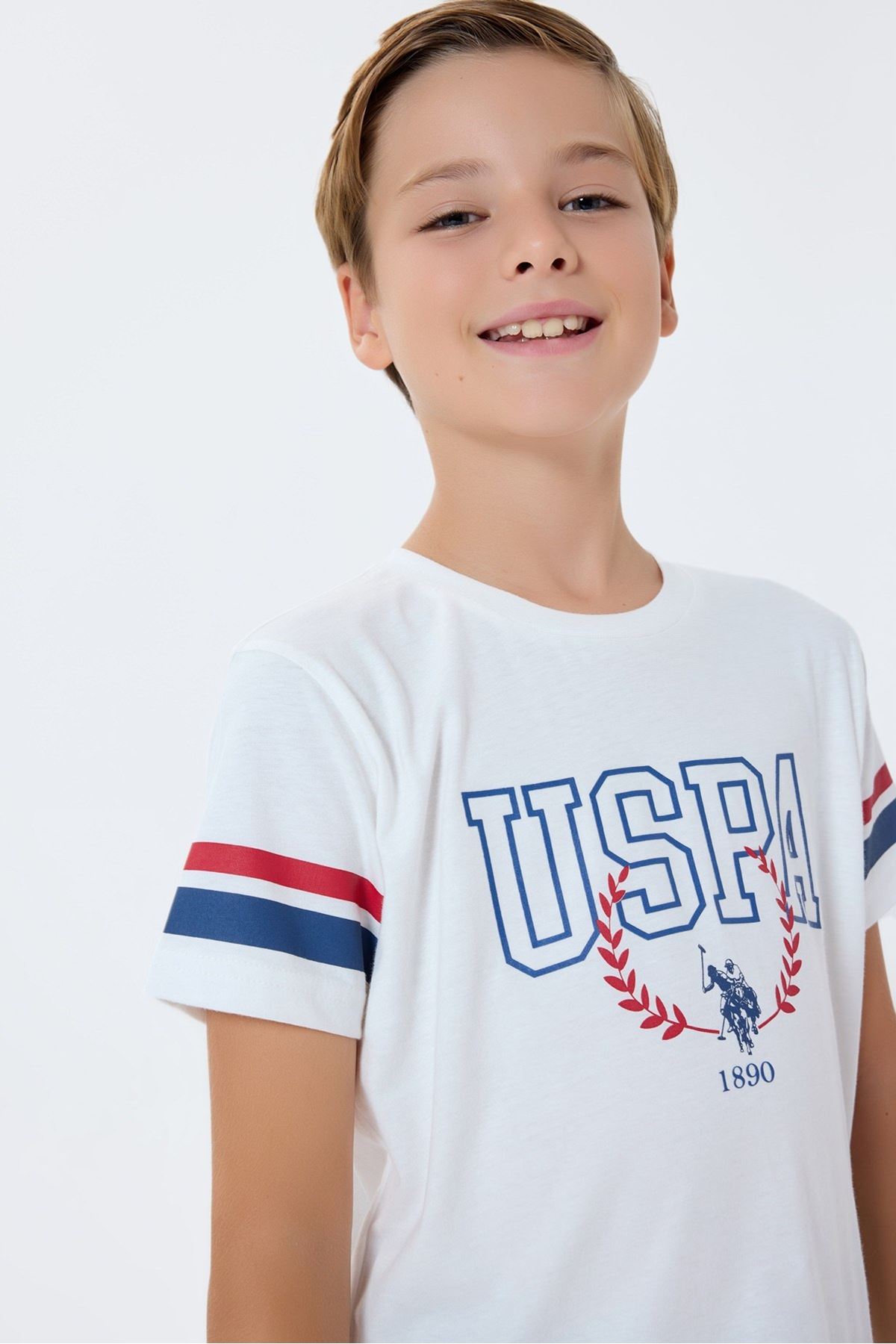 4-15 Yaş Lisanslı Us Polo Assn Erkek Çocuk Takım-Ekru