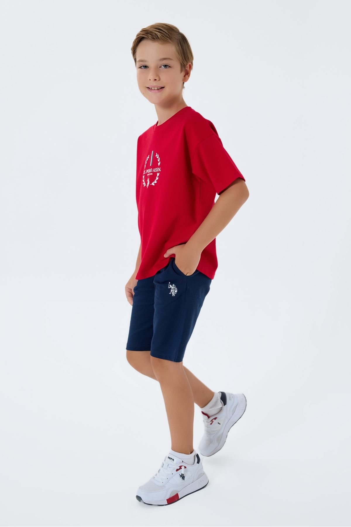 4-15 Yaş Lisanslı Us Polo Assn Erkek Çocuk Takım-Kırmızı