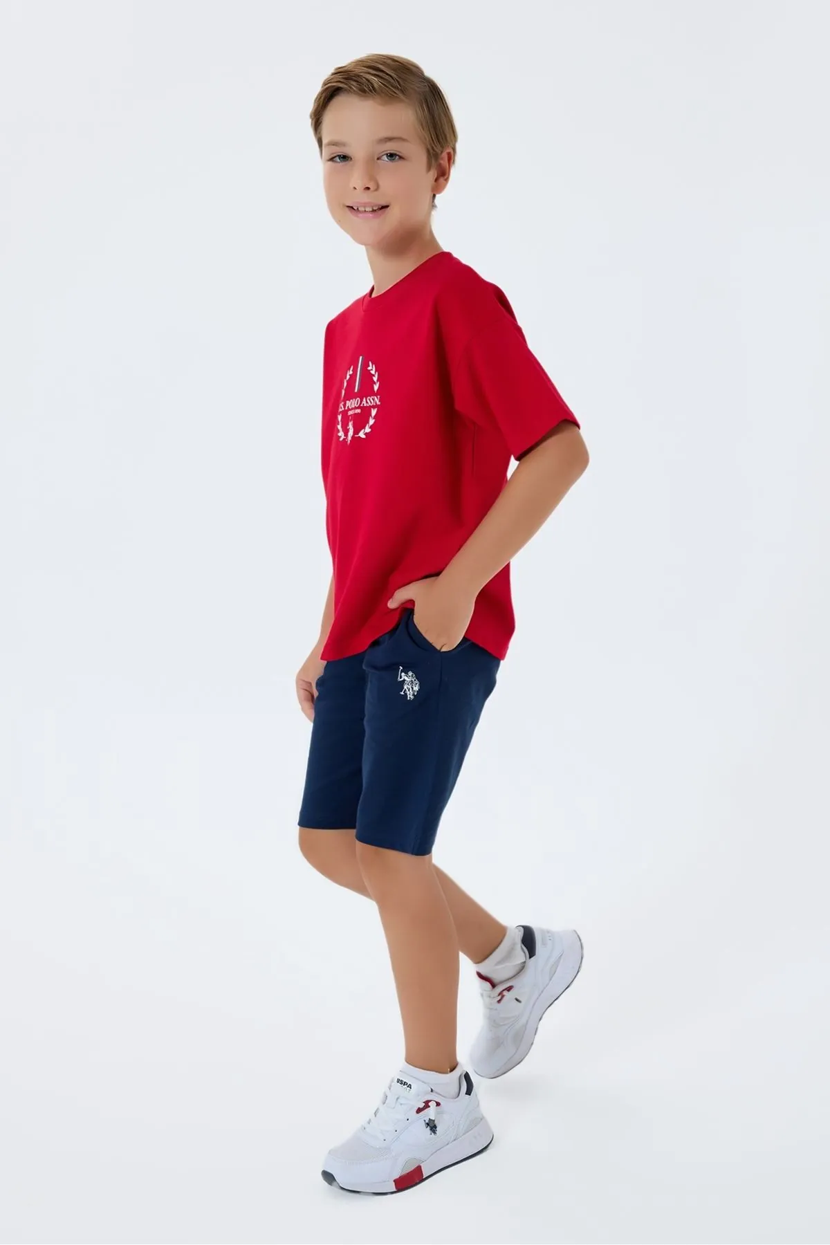 4-15 Yaş Lisanslı Us Polo Assn Erkek Çocuk Takım-Kırmızı