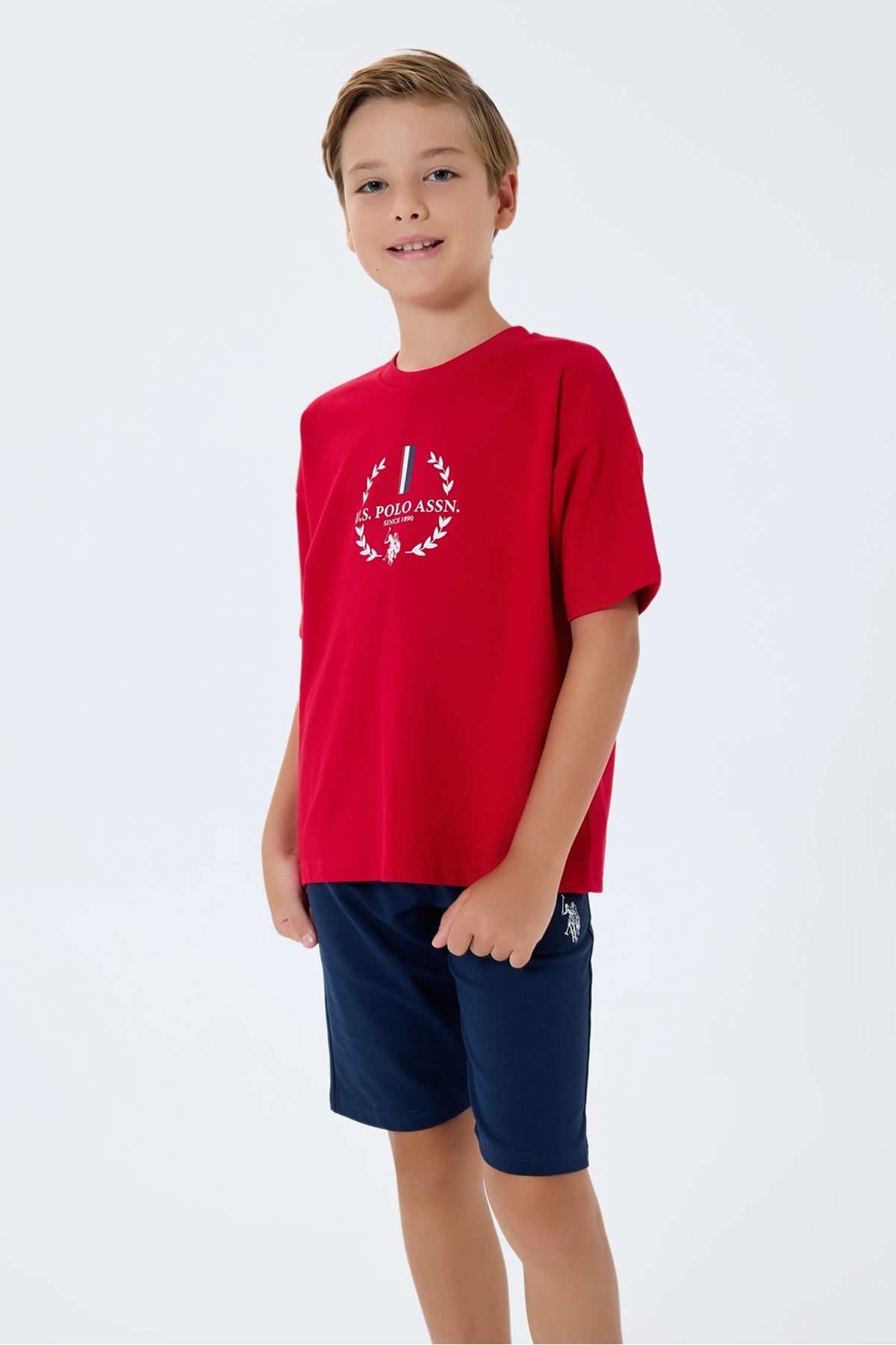 4-15 Yaş Lisanslı Us Polo Assn Erkek Çocuk Takım-Kırmızı