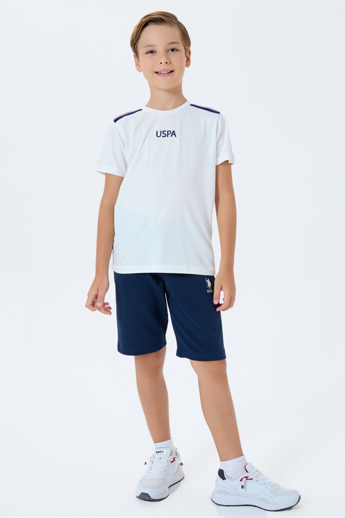 4-15 Yaş Lisanslı Us Polo Assn Erkek Çocuk Takım-Ekru