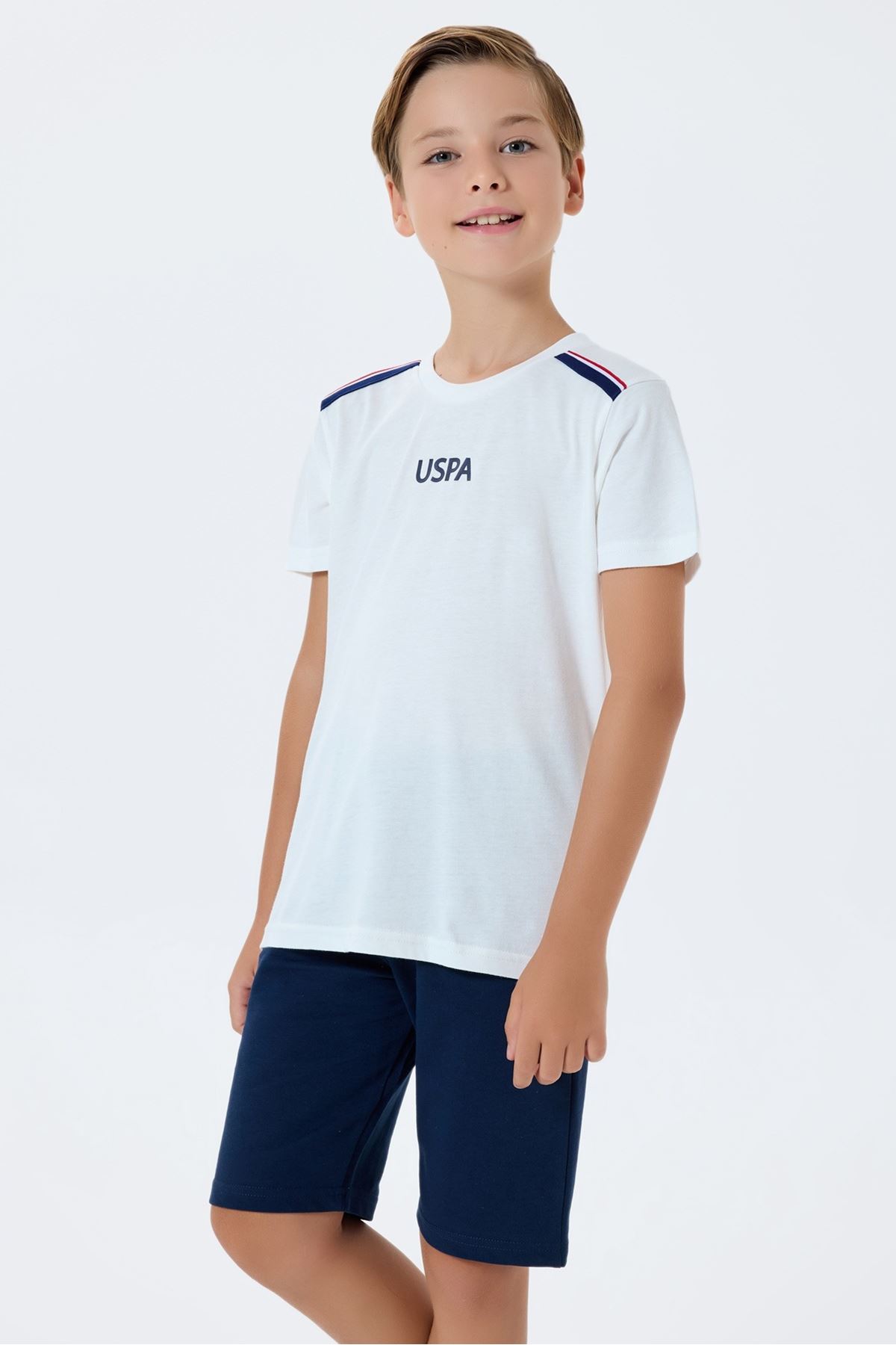 4-15 Yaş Lisanslı Us Polo Assn Erkek Çocuk Takım-Ekru