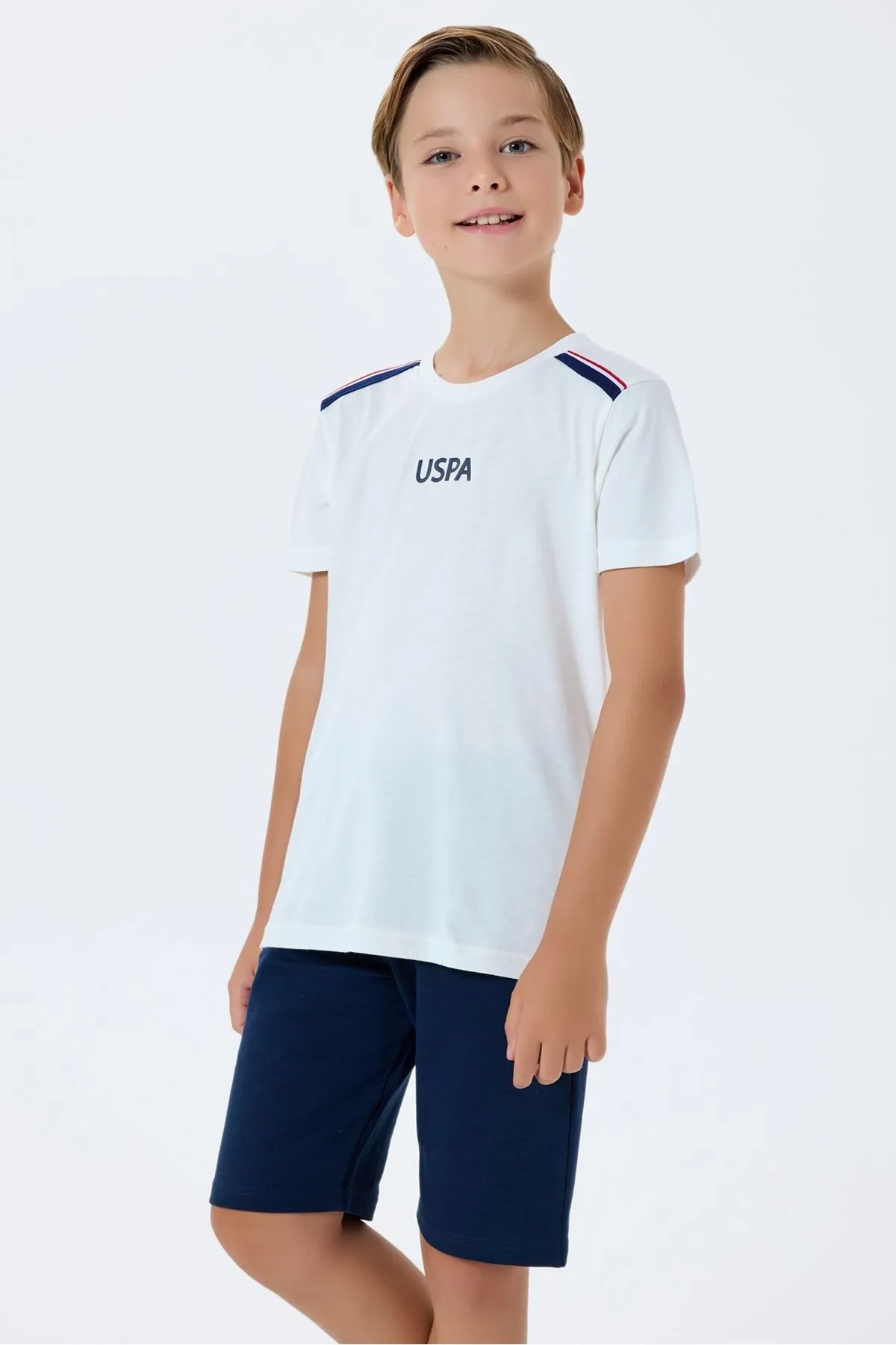4-15 Yaş Lisanslı Us Polo Assn Erkek Çocuk Takım-Ekru