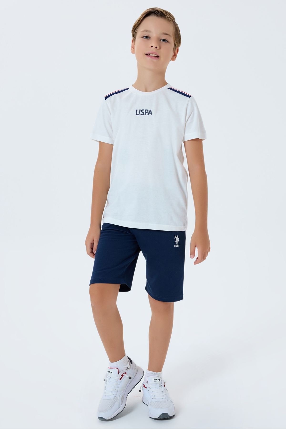 4-15 Yaş Lisanslı Us Polo Assn Erkek Çocuk Takım-Ekru