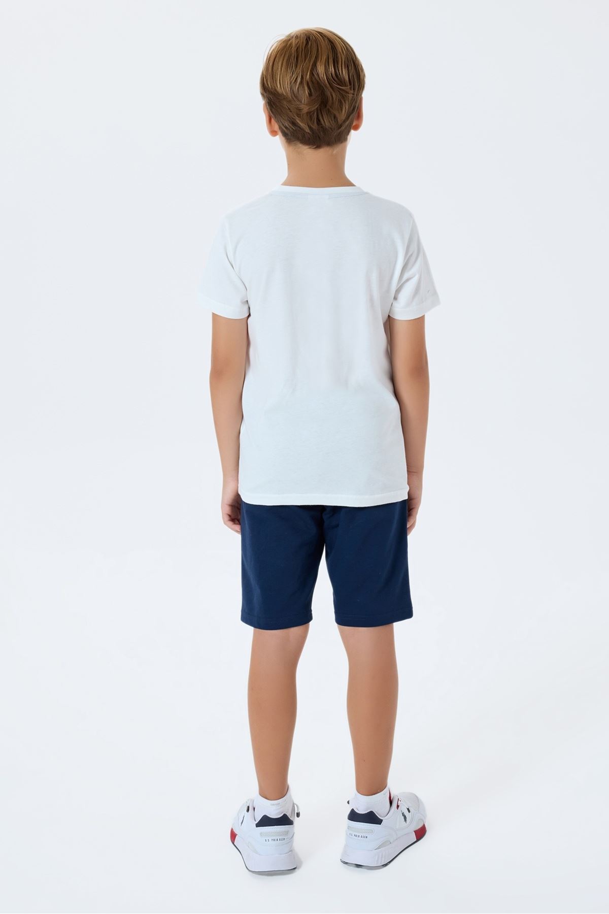 4-15 Yaş Lisanslı Us Polo Assn Erkek Çocuk Takım-Ekru