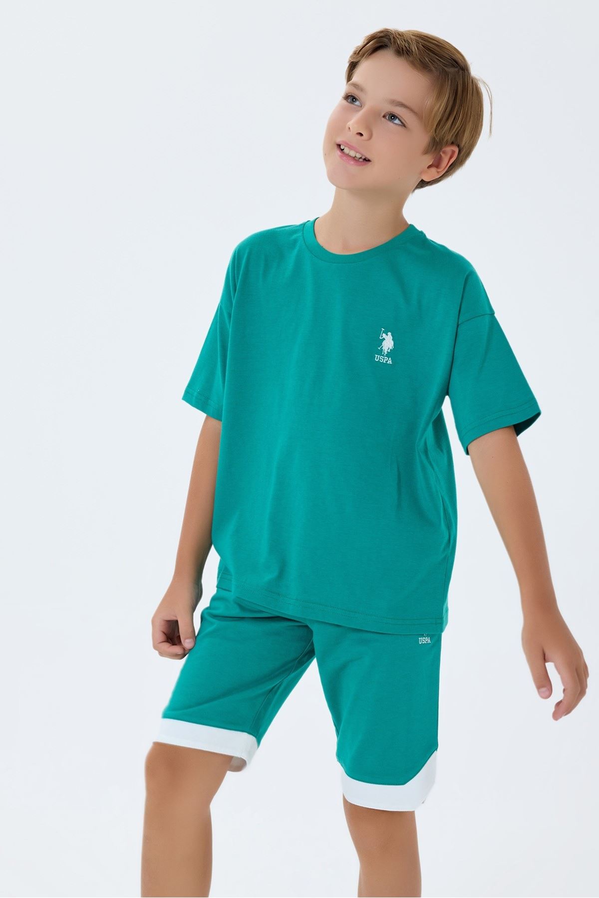 4-15 Yaş Lisanslı Us Polo Assn Erkek Çocuk Takım-Yeşil