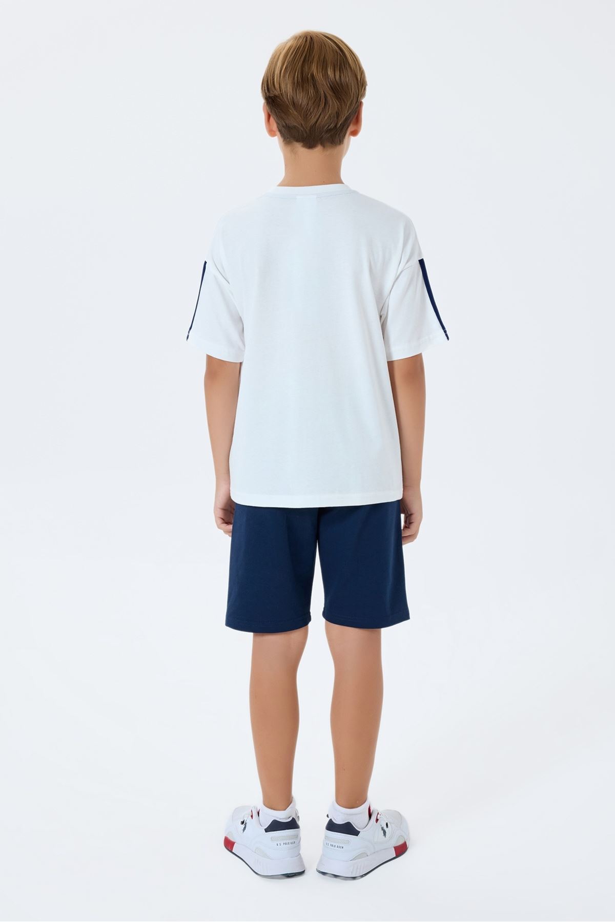 4-15 Yaş Lisanslı Us Polo Assn Erkek Çocuk Takım-Ekru