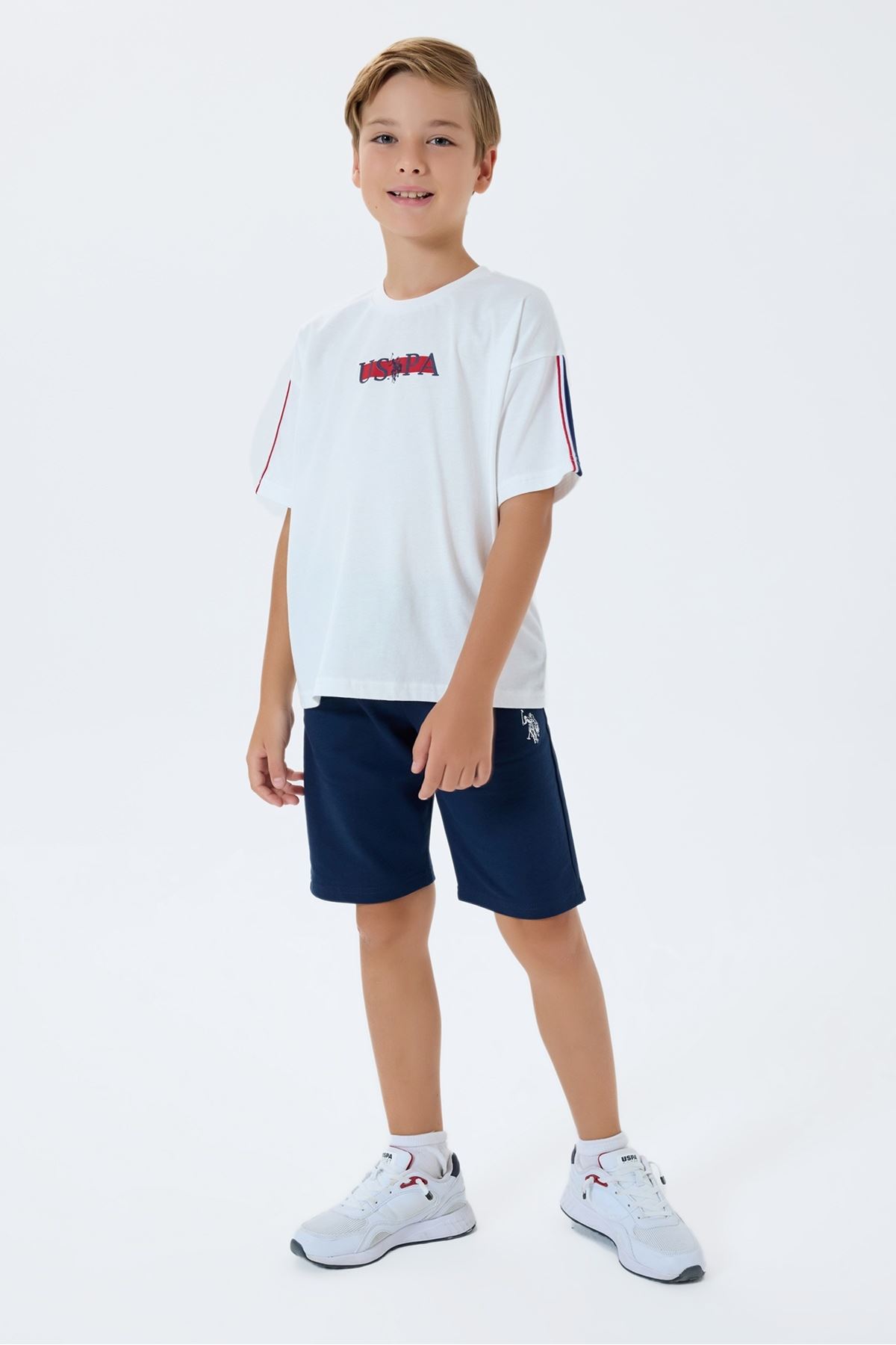 4-15 Yaş Lisanslı Us Polo Assn Erkek Çocuk Takım-Ekru