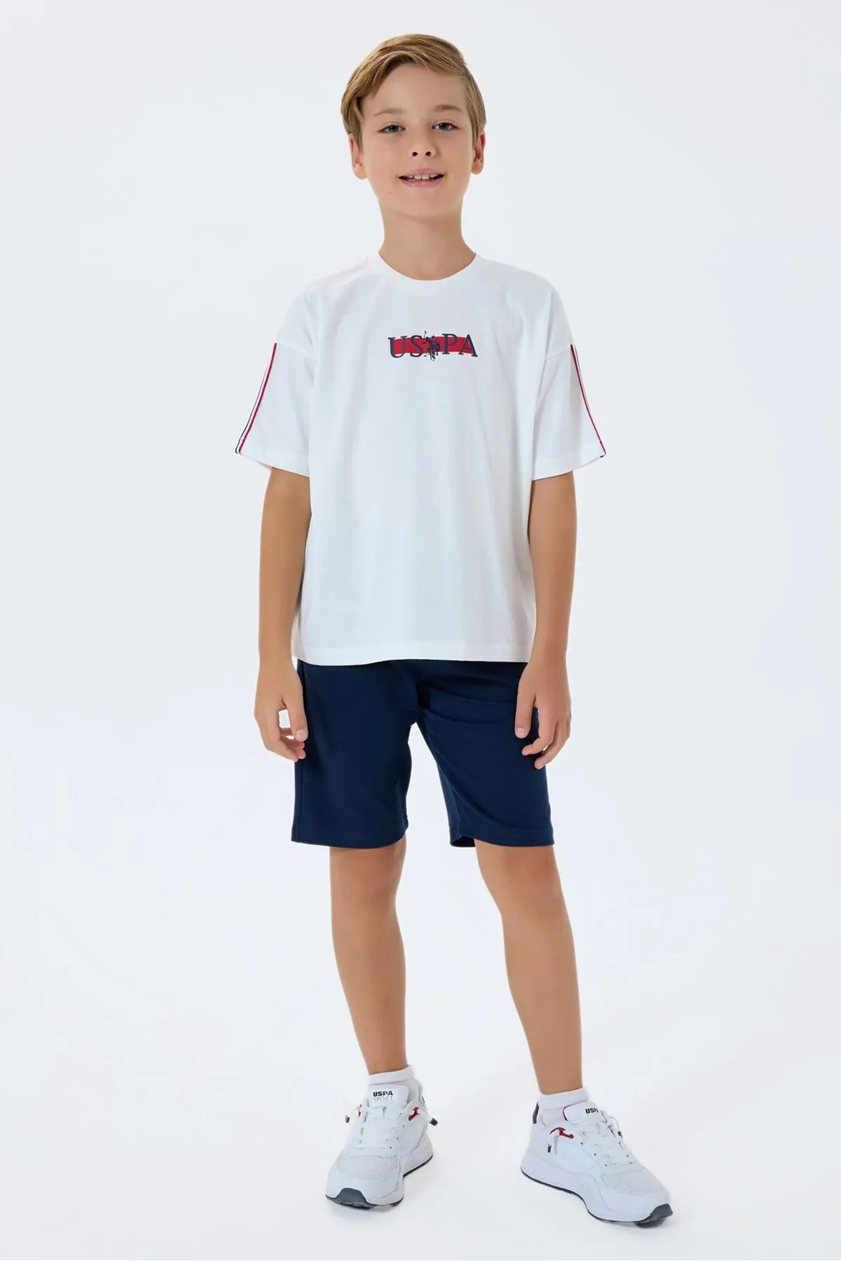 4-15 Yaş Lisanslı Us Polo Assn Erkek Çocuk Takım-Ekru