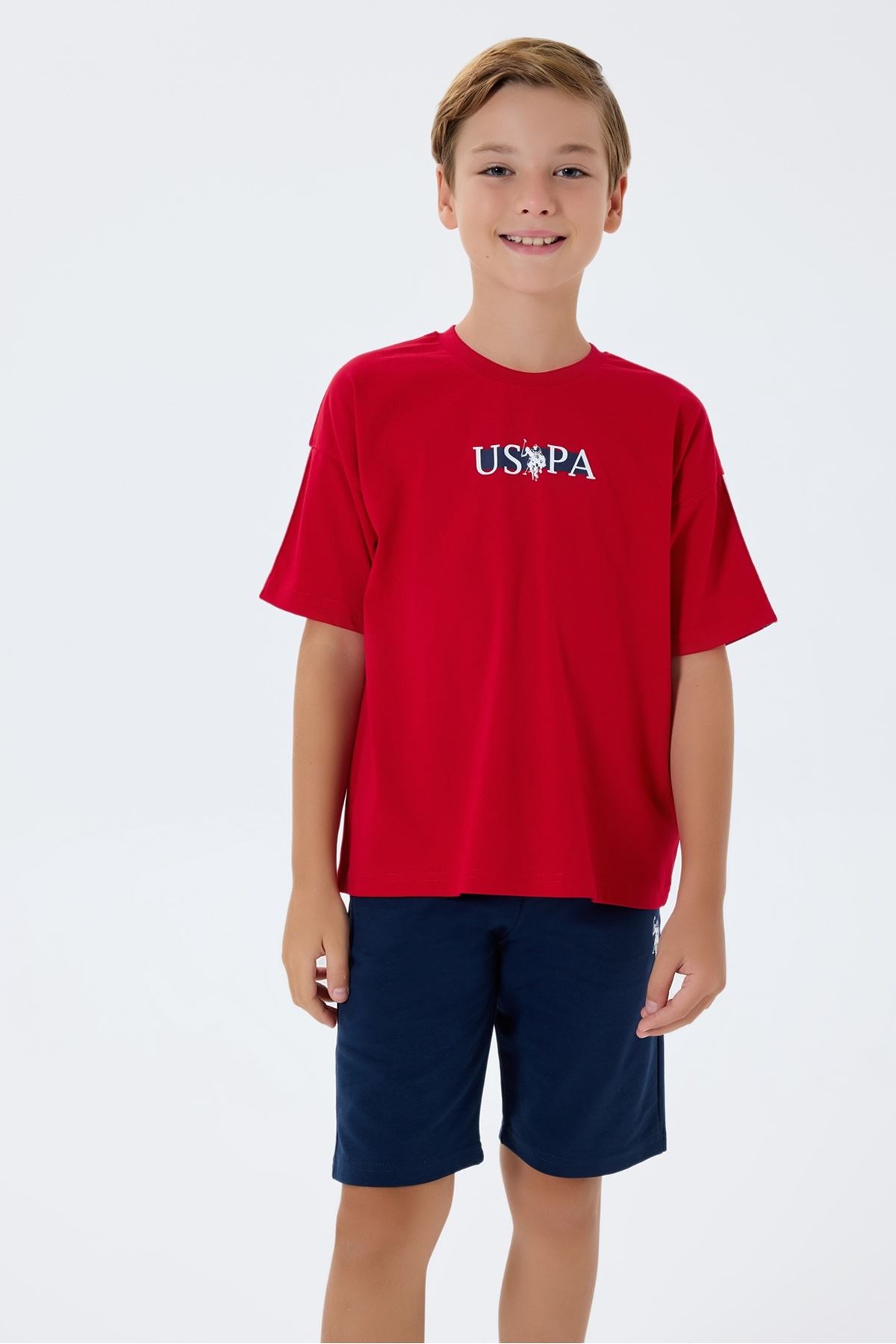 4-15 Yaş Lisanslı Us Polo Assn Erkek Çocuk Takım-Kırmızı