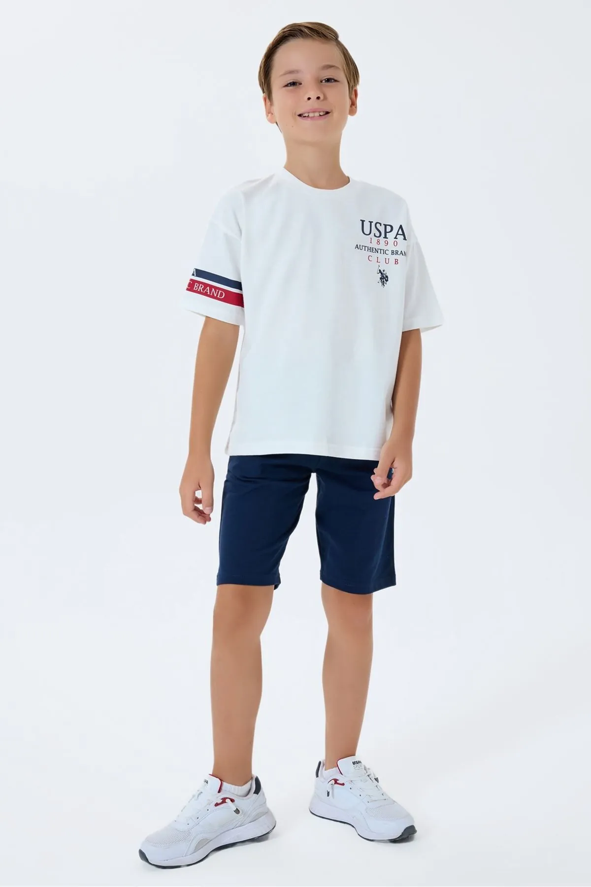 4-15 Yaş Lisanslı Us Polo Assn Erkek Çocuk Takım-Ekru