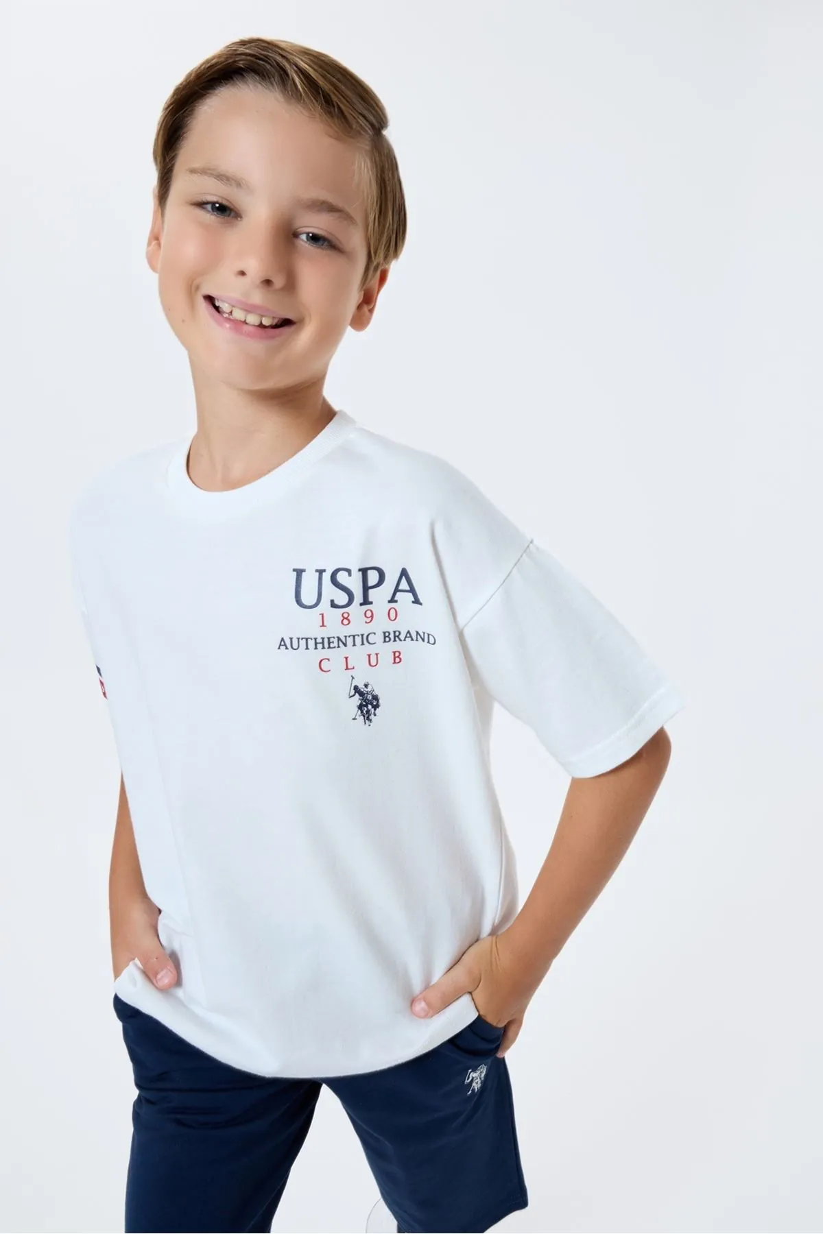 4-15 Yaş Lisanslı Us Polo Assn Erkek Çocuk Takım-Ekru