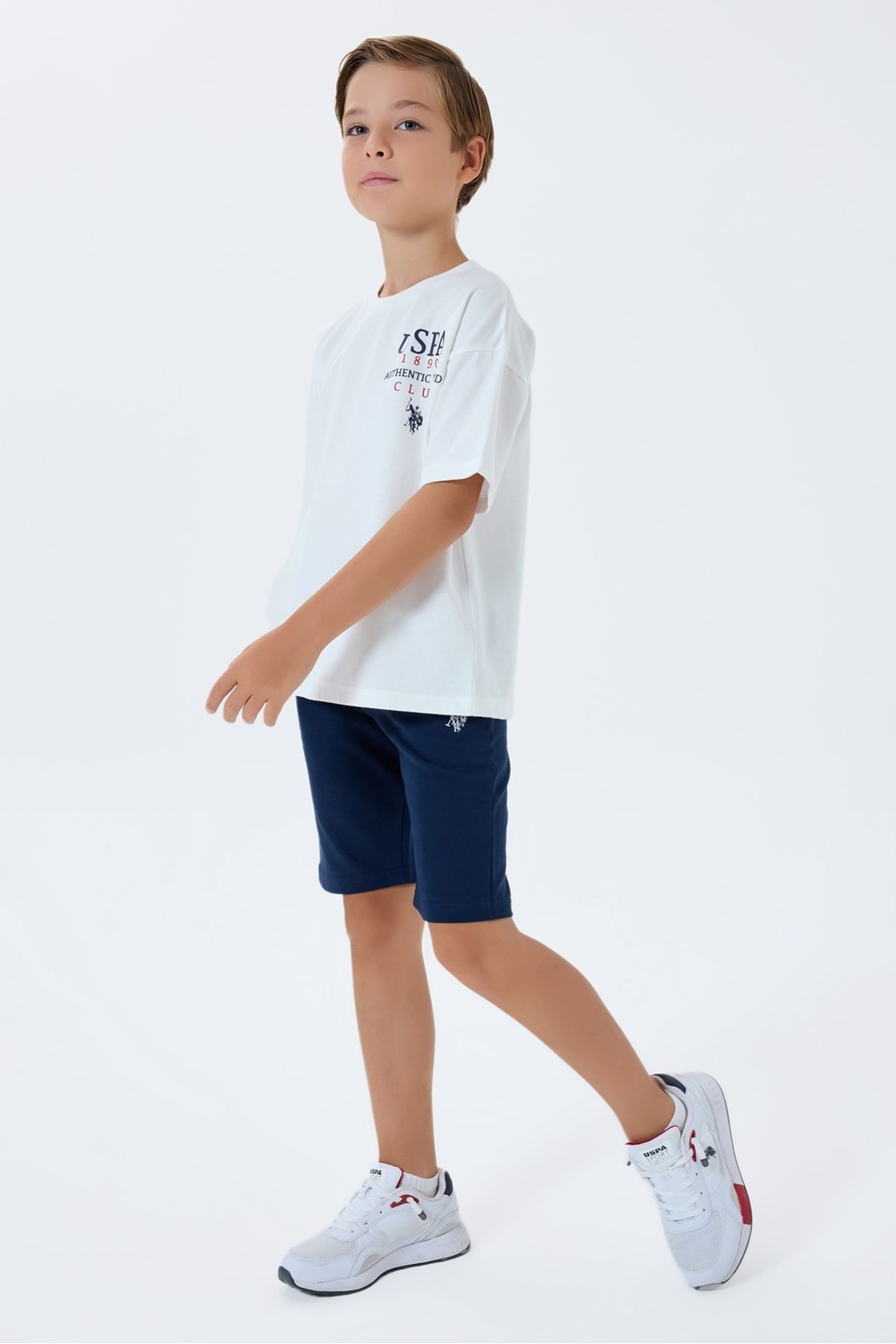 4-15 Yaş Lisanslı Us Polo Assn Erkek Çocuk Takım-Ekru