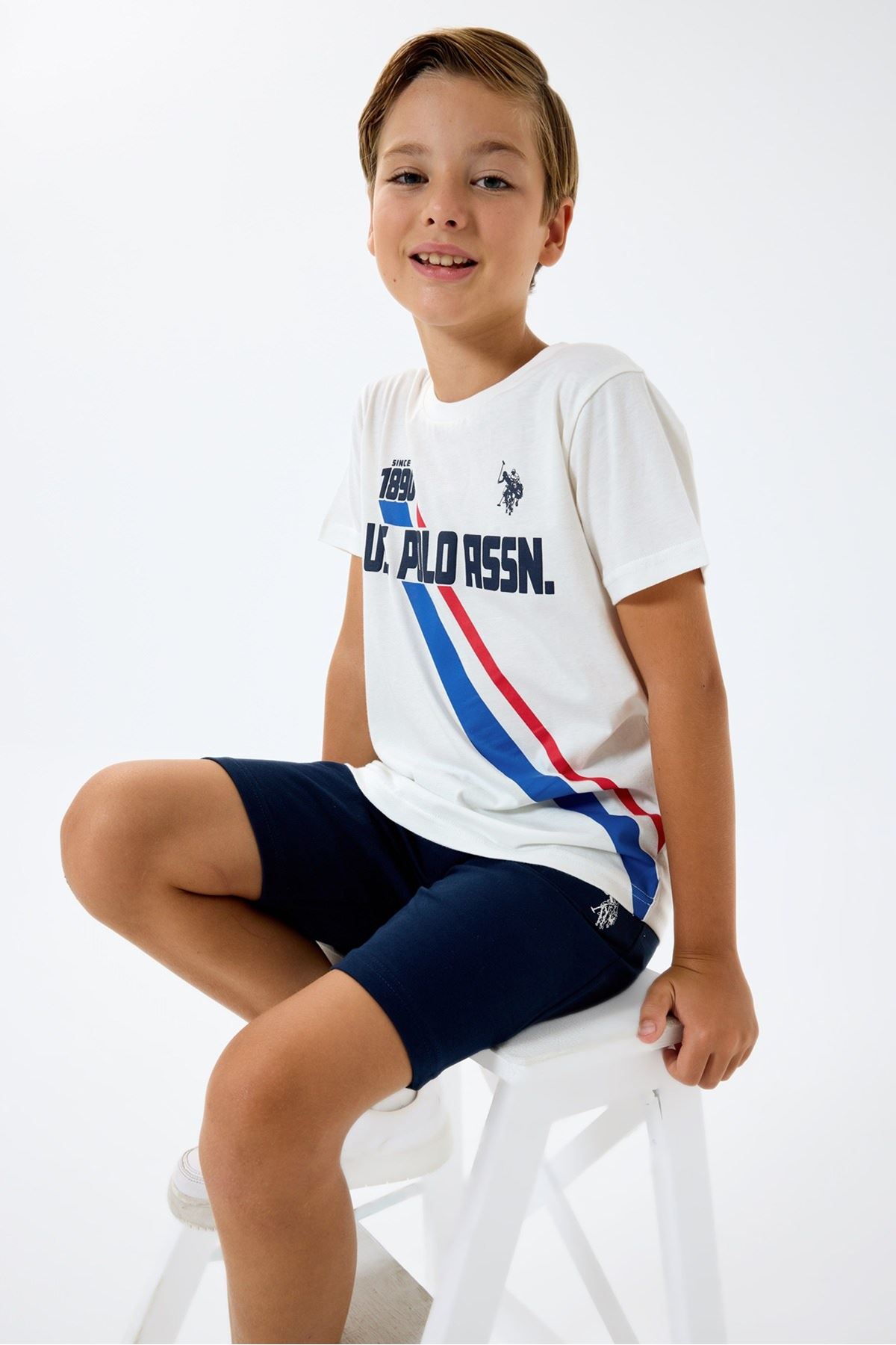 4-15 Yaş Lisanslı Us Polo Assn Erkek Çocuk Takım-Ekru