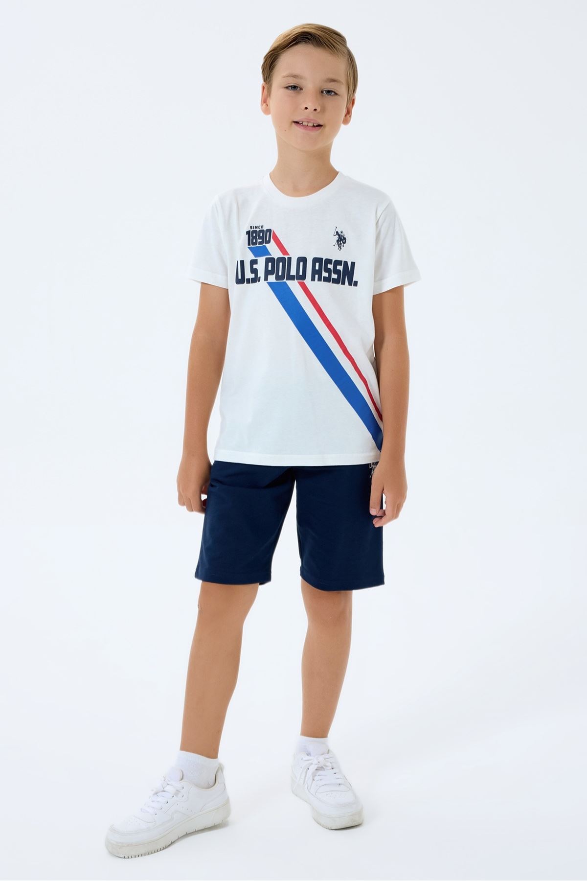 4-15 Yaş Lisanslı Us Polo Assn Erkek Çocuk Takım-Ekru