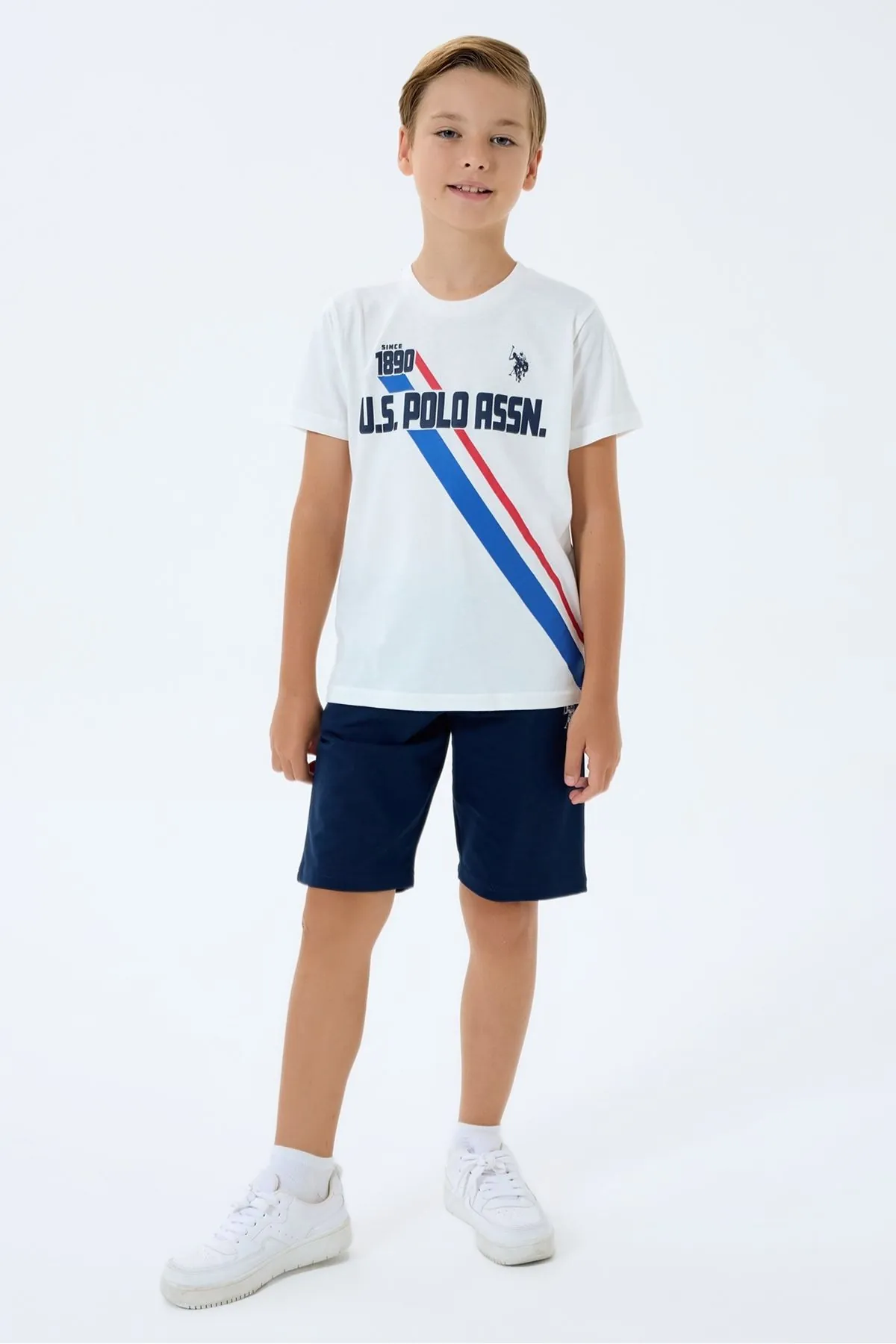 4-15 Yaş Lisanslı Us Polo Assn Erkek Çocuk Takım-Ekru