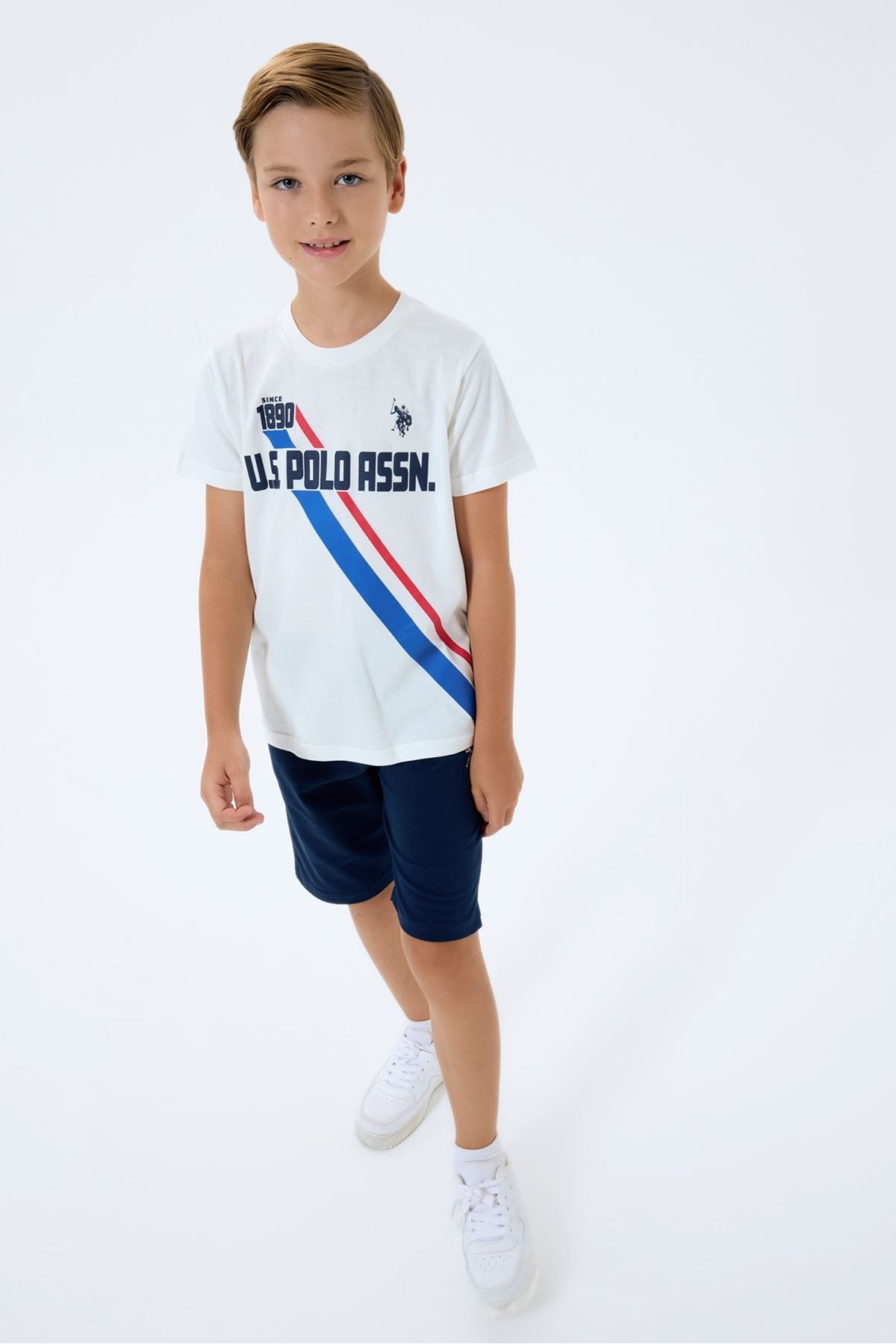 4-15 Yaş Lisanslı Us Polo Assn Erkek Çocuk Takım-Ekru