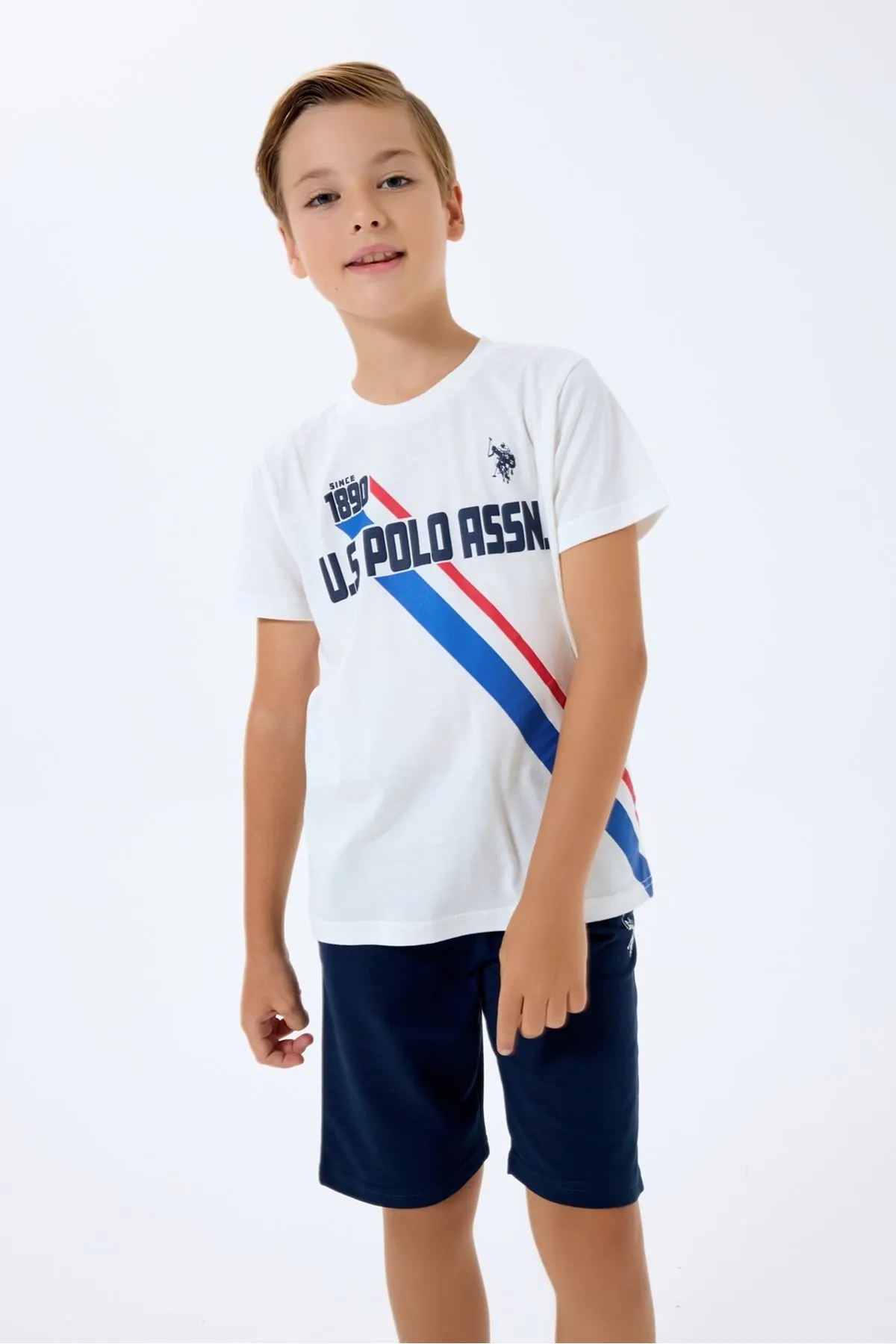 4-15 Yaş Lisanslı Us Polo Assn Erkek Çocuk Takım-Ekru