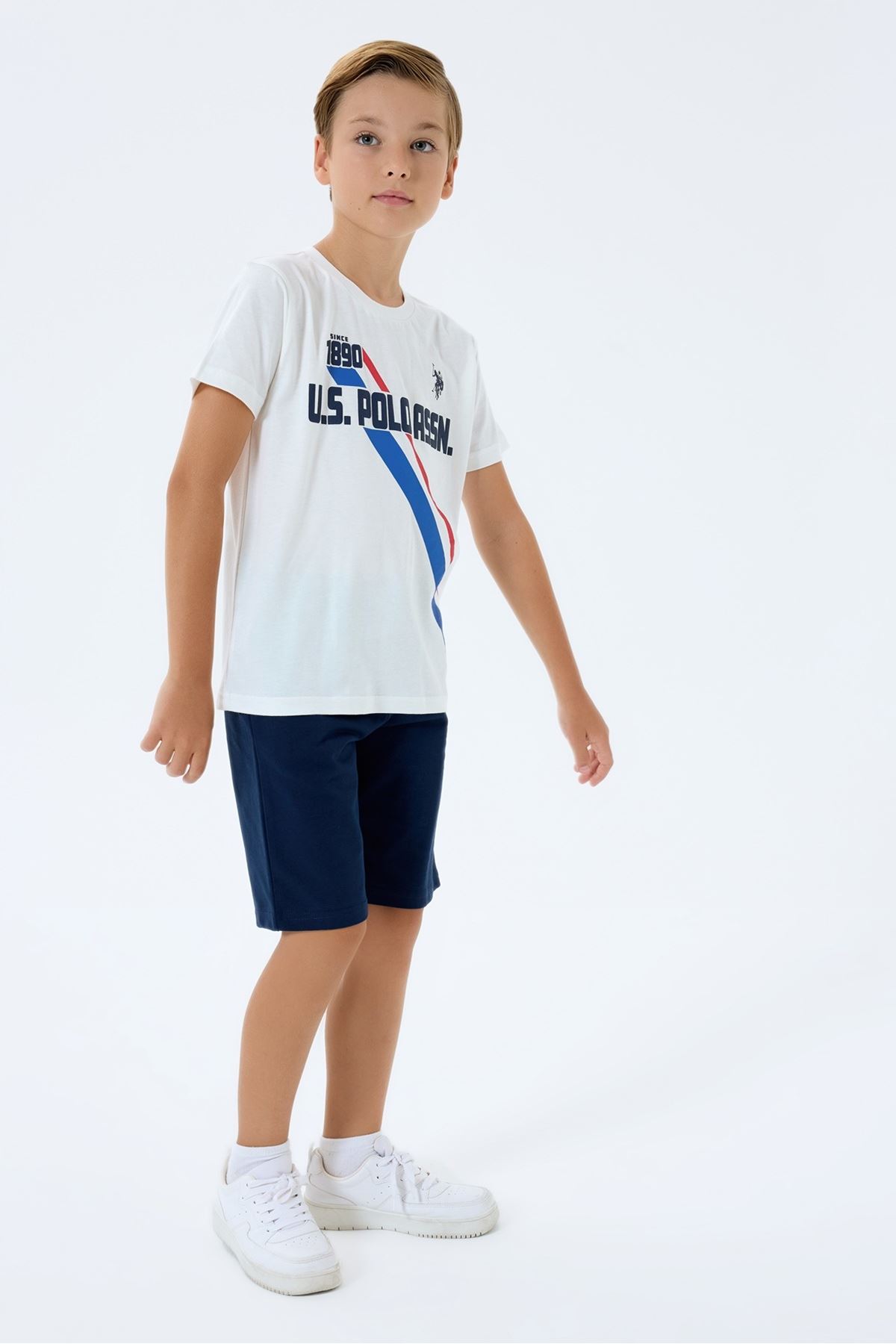 4-15 Yaş Lisanslı Us Polo Assn Erkek Çocuk Takım-Ekru