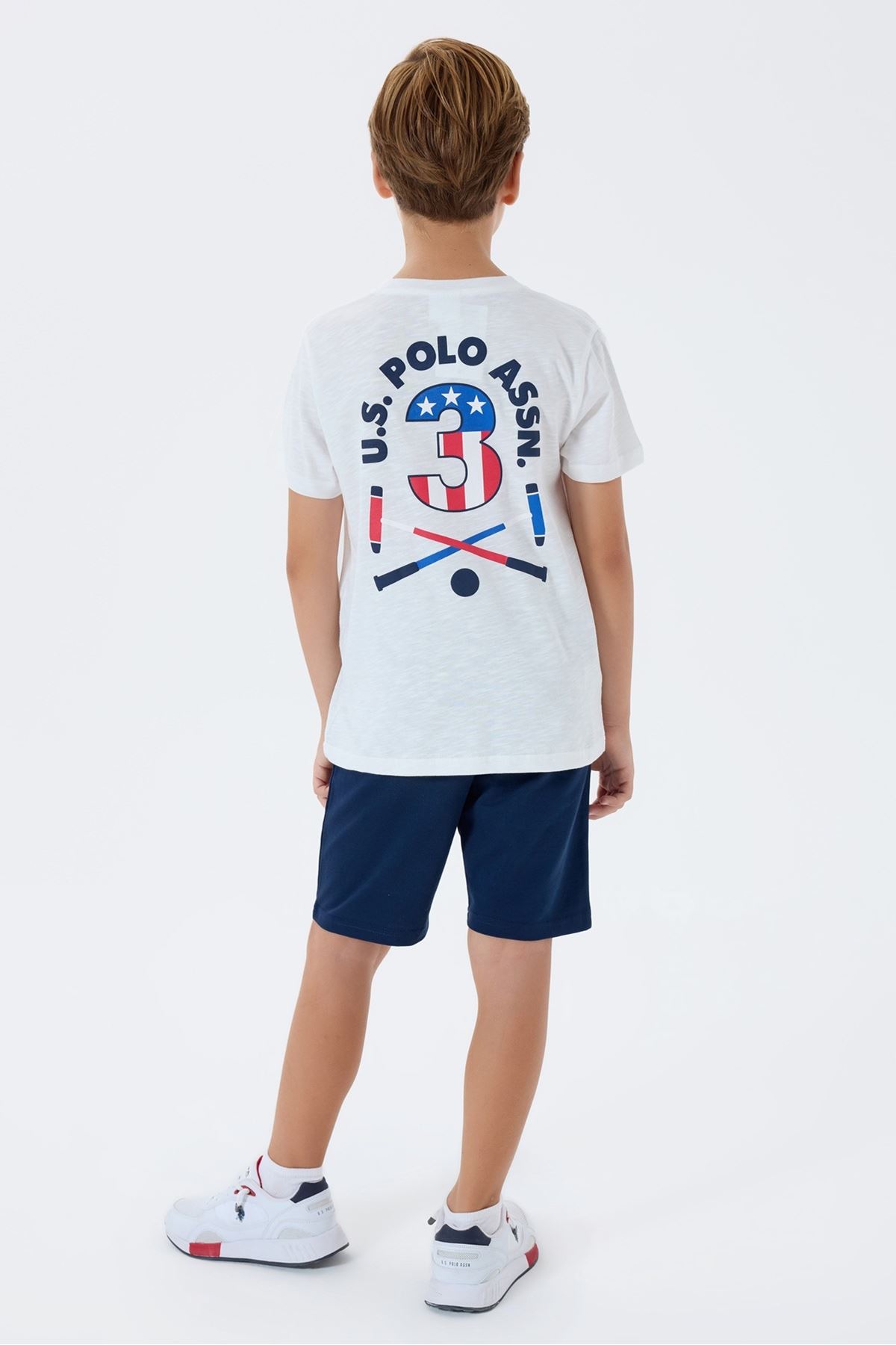 4-15 Yaş Lisanslı Us Polo Assn Erkek Çocuk Takım-Ekru