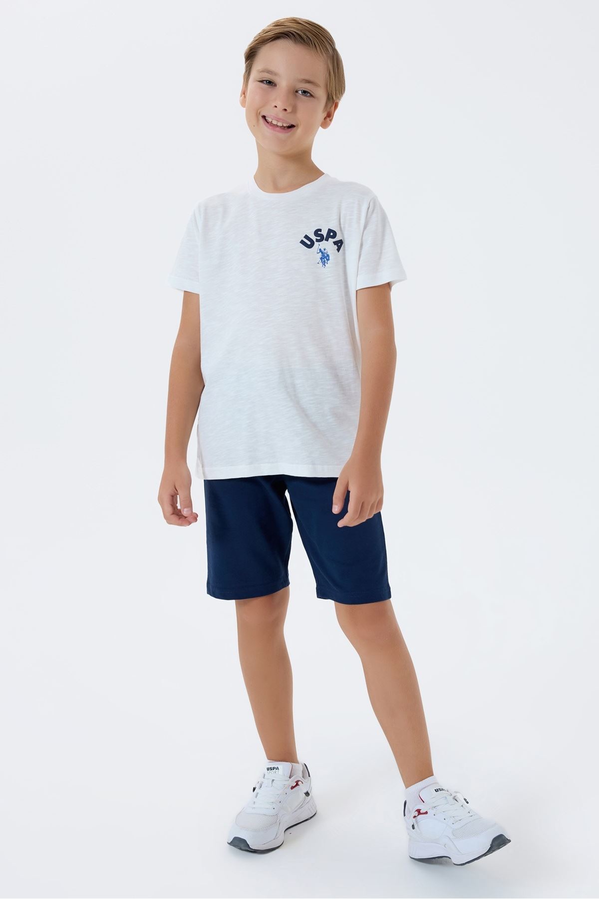 4-15 Yaş Lisanslı Us Polo Assn Erkek Çocuk Takım-Ekru