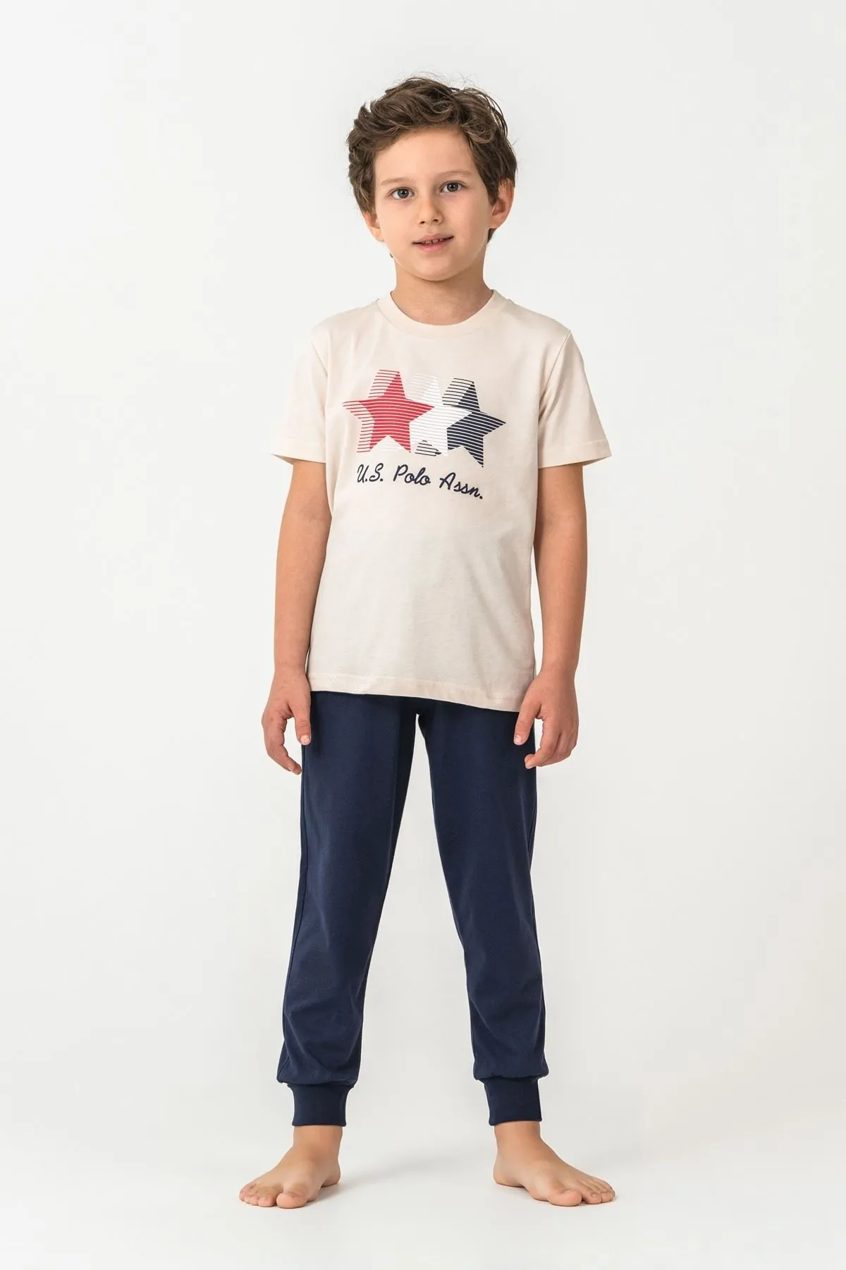 4-15 Yaş Lisanslı Us Polo Assn Erkek Çocuk Takım-Latte