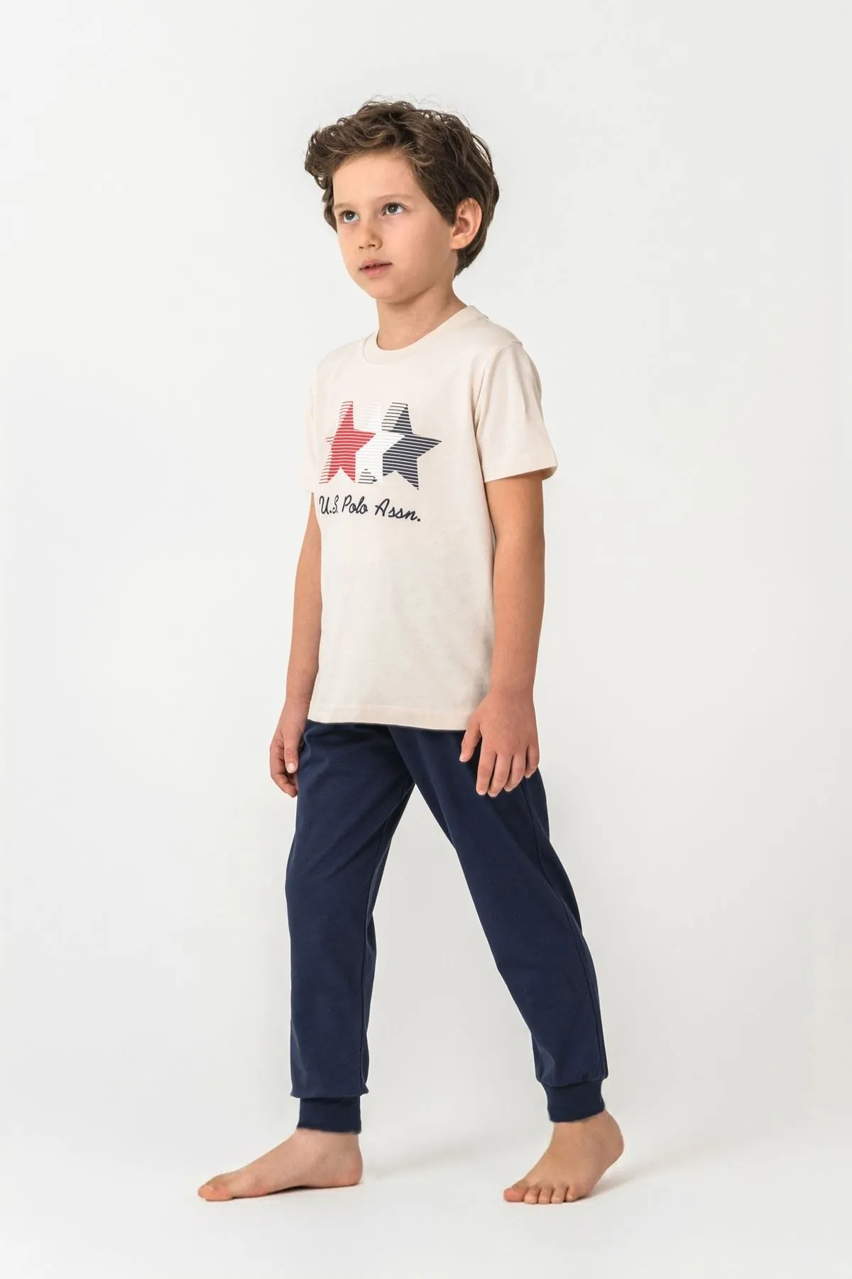 4-15 Yaş Lisanslı Us Polo Assn Erkek Çocuk Takım-Latte
