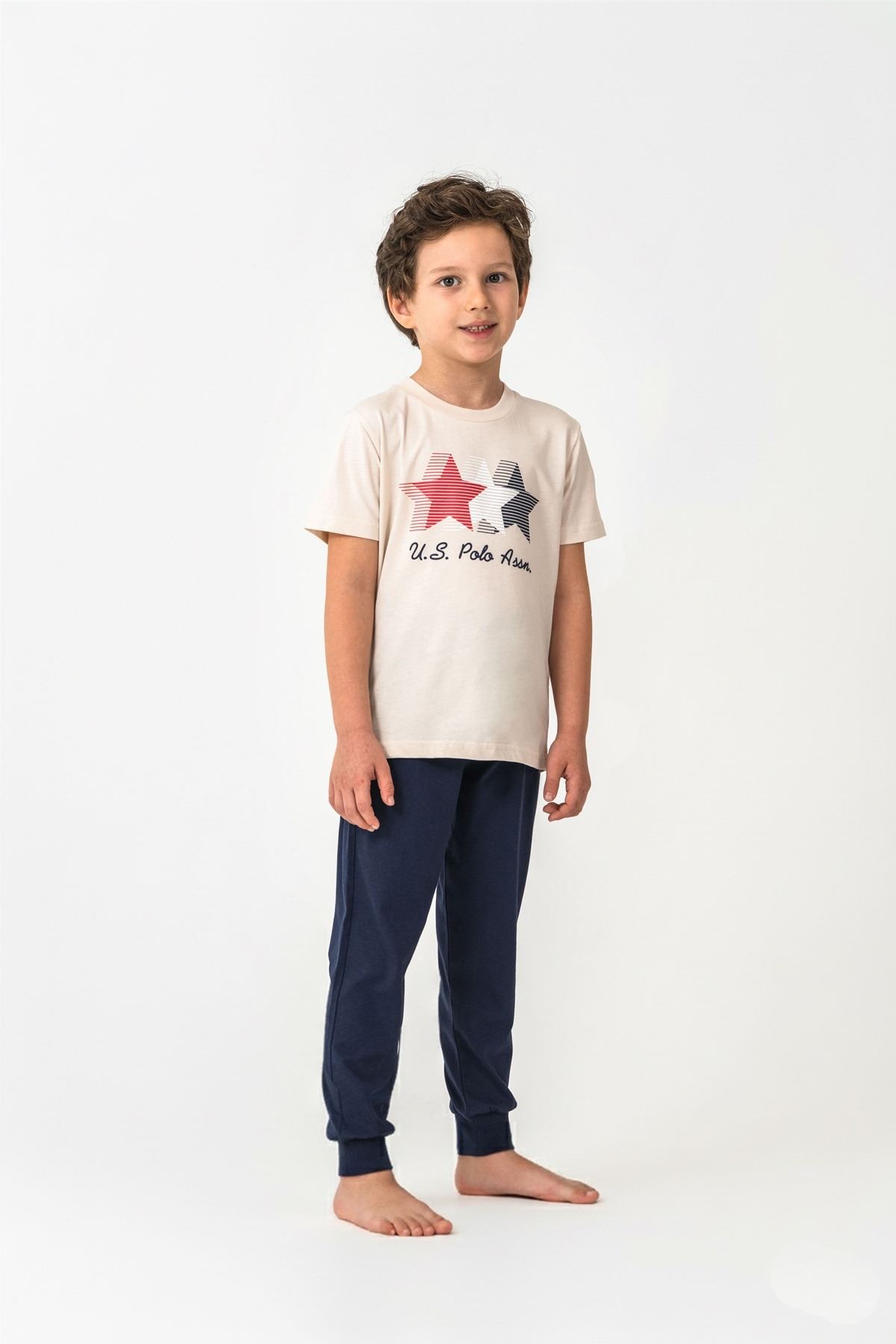 4-15 Yaş Lisanslı Us Polo Assn Erkek Çocuk Takım-Latte