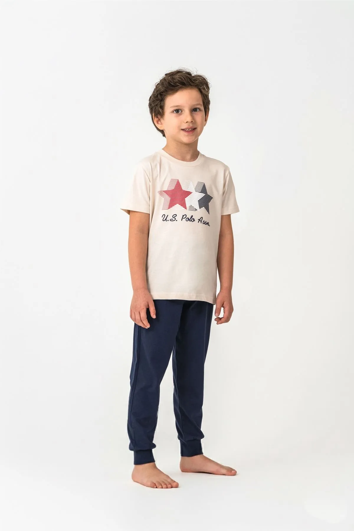 4-15 Yaş Lisanslı Us Polo Assn Erkek Çocuk Takım-Latte