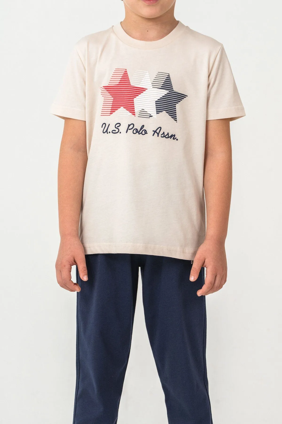 4-15 Yaş Lisanslı Us Polo Assn Erkek Çocuk Takım-Latte