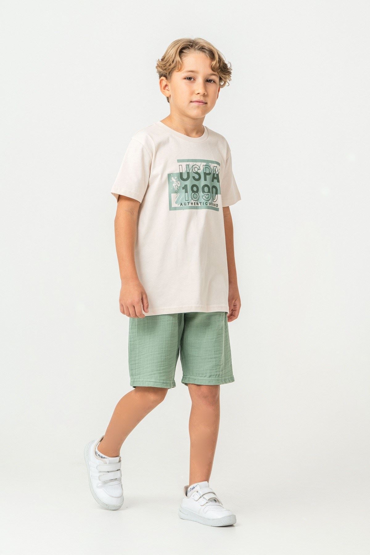 4-15 Yaş Lisanslı Us Polo Assn Erkek Çocuk Takım-Latte