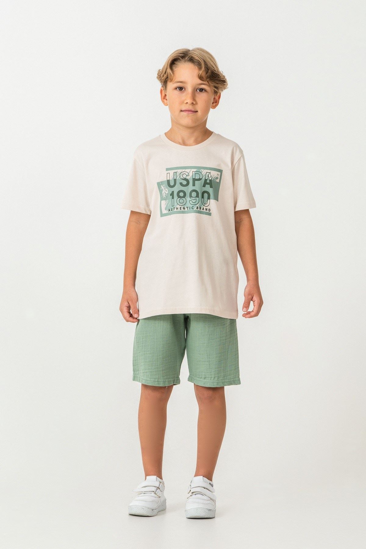 4-15 Yaş Lisanslı Us Polo Assn Erkek Çocuk Takım-Latte