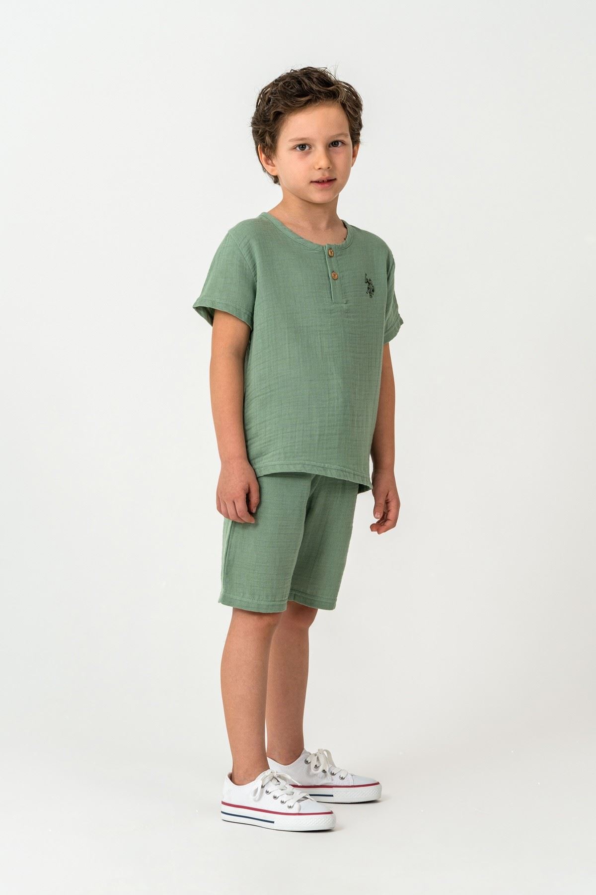 4-15 Yaş Lisanslı Us Polo Assn Erkek Çocuk Takım-Yeşil