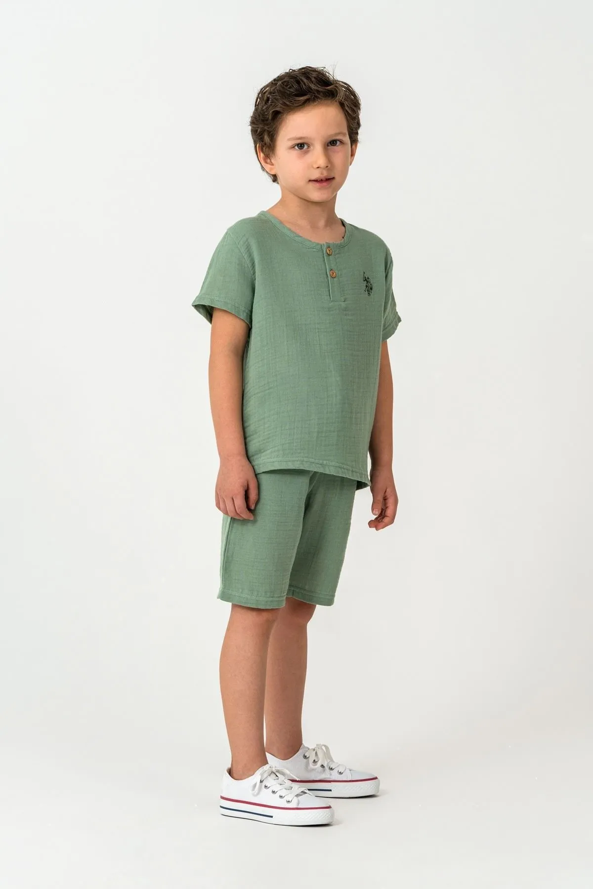 4-15 Yaş Lisanslı Us Polo Assn Erkek Çocuk Takım-Yeşil