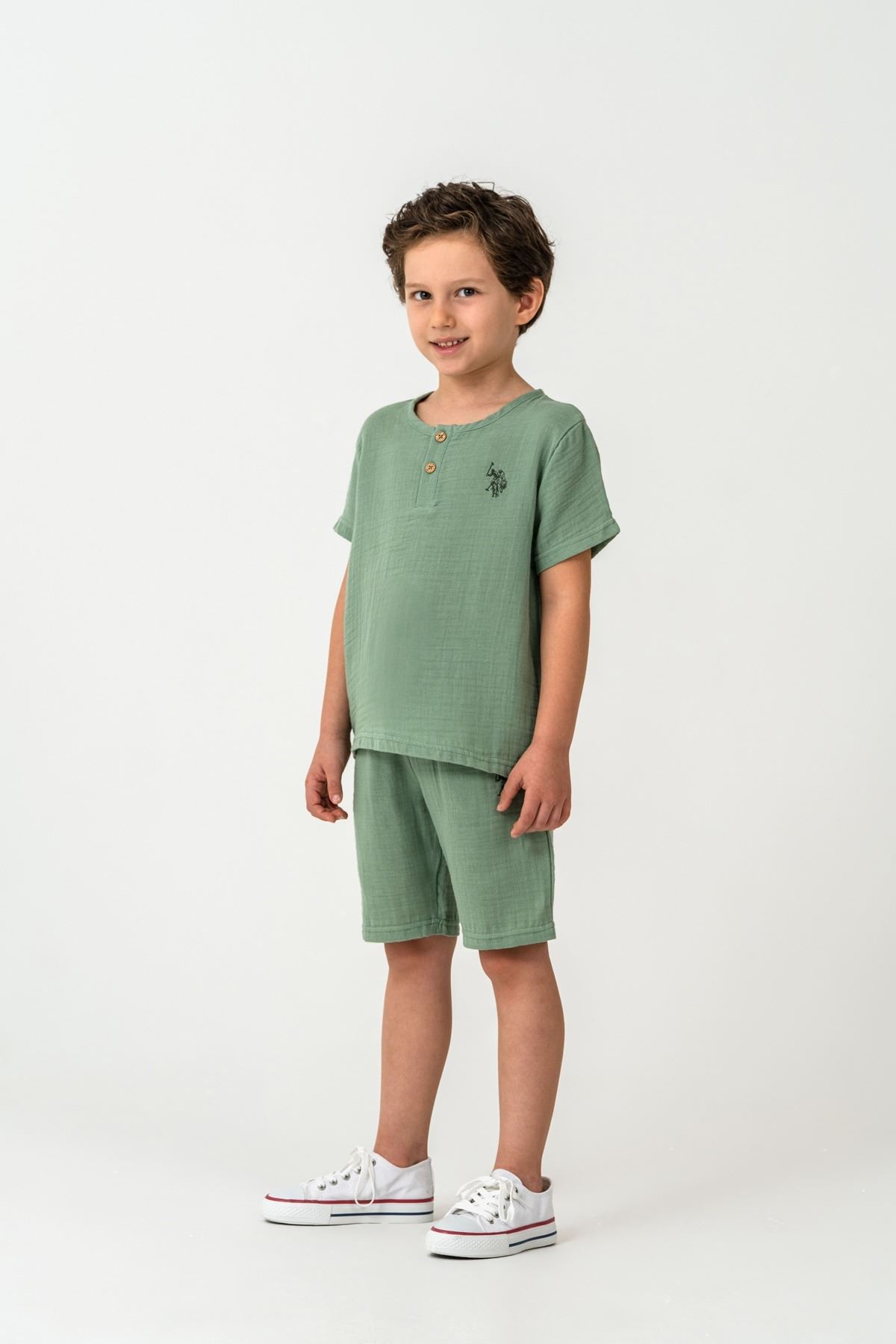 4-15 Yaş Lisanslı Us Polo Assn Erkek Çocuk Takım-Yeşil