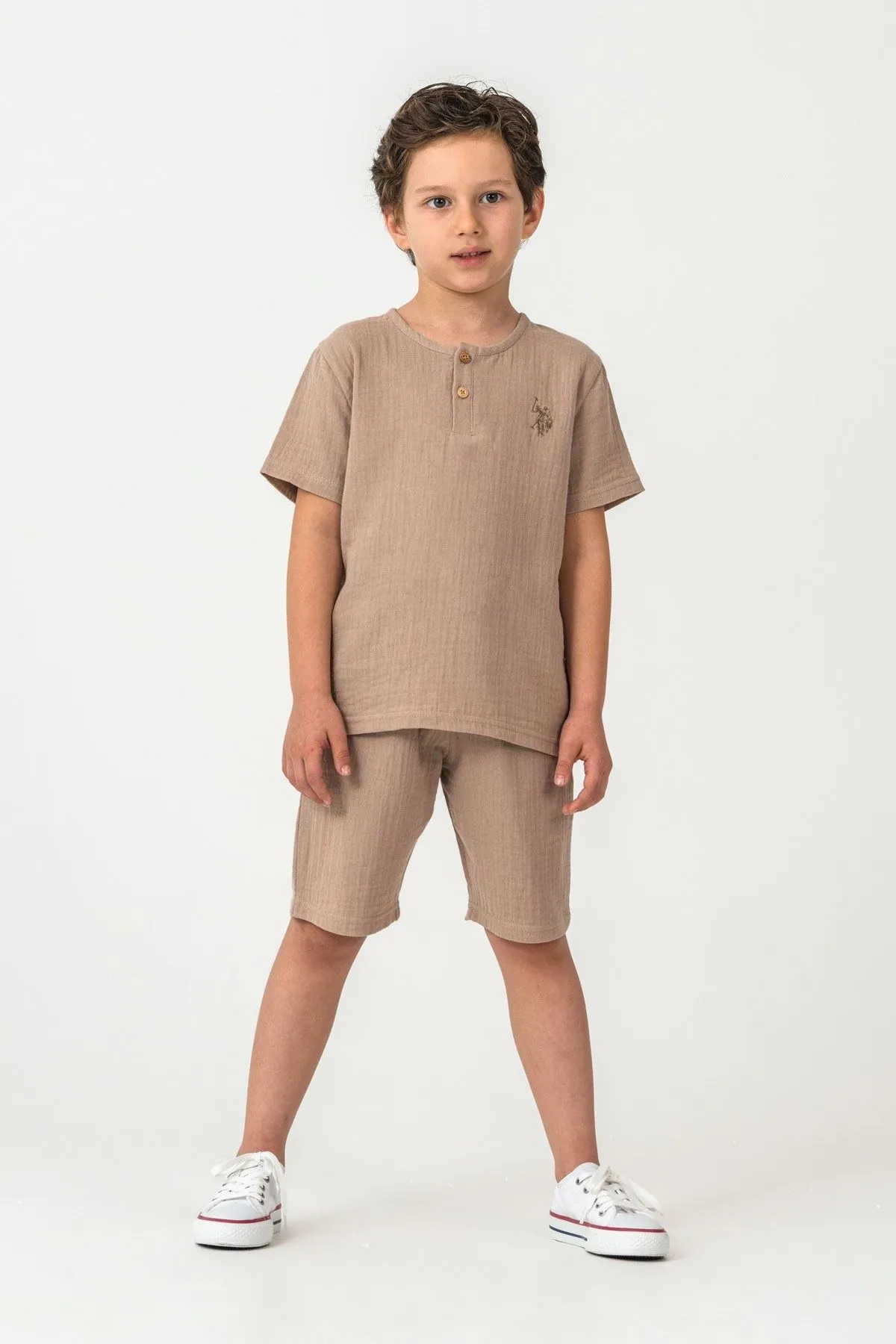 4-15 Yaş Lisanslı Us Polo Assn Erkek Çocuk Takım-Kum