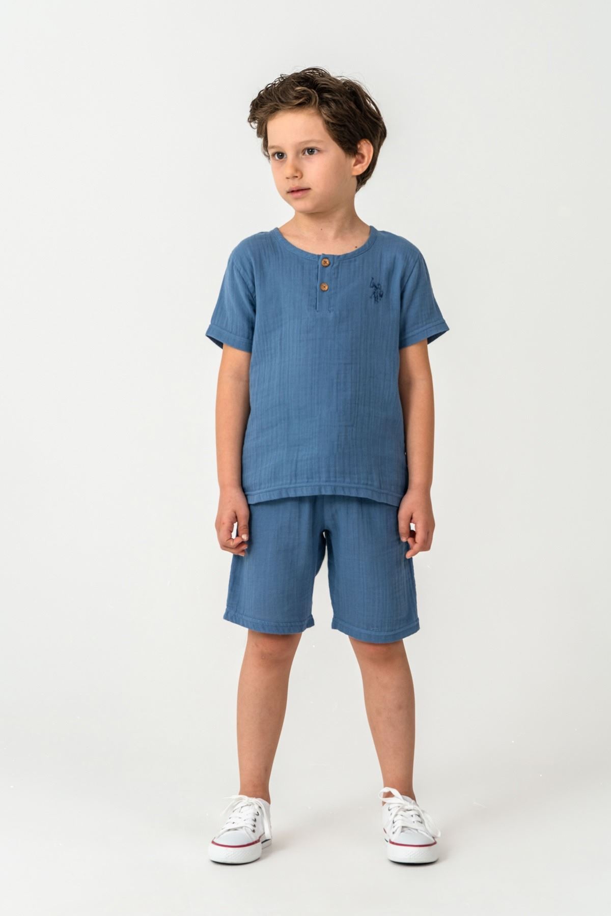 4-15 Yaş Lisanslı Us Polo Assn Erkek Çocuk Takım-İndigo