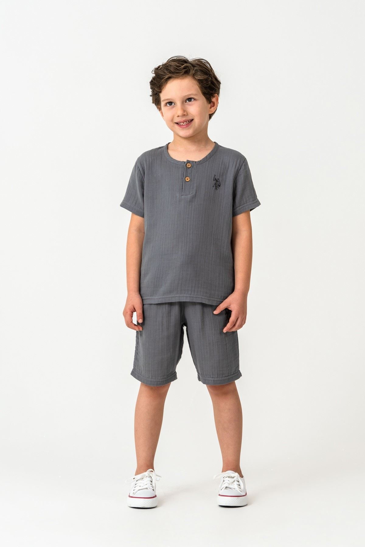 4-15 Yaş Lisanslı Us Polo Assn Erkek Çocuk Takım-Antrasit