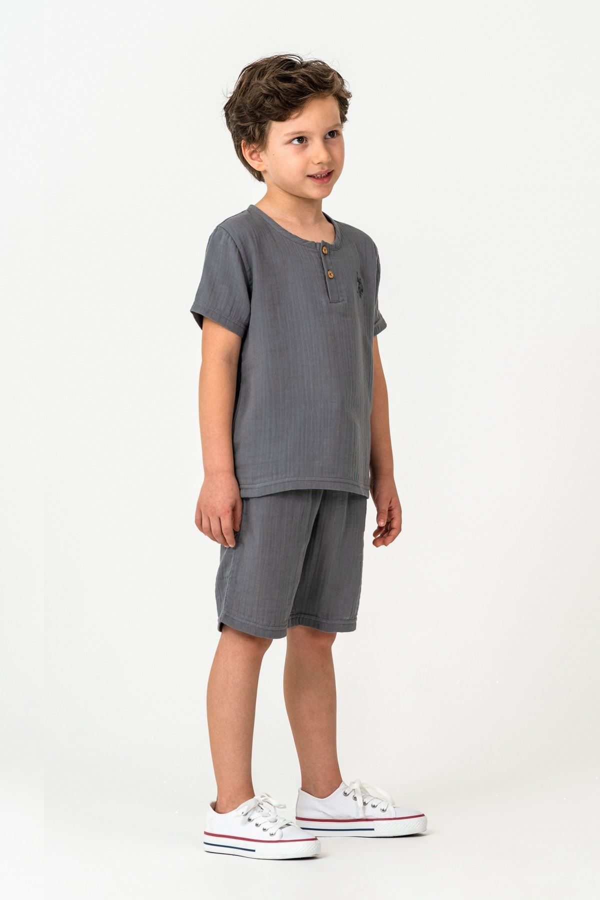 4-15 Yaş Lisanslı Us Polo Assn Erkek Çocuk Takım-Antrasit