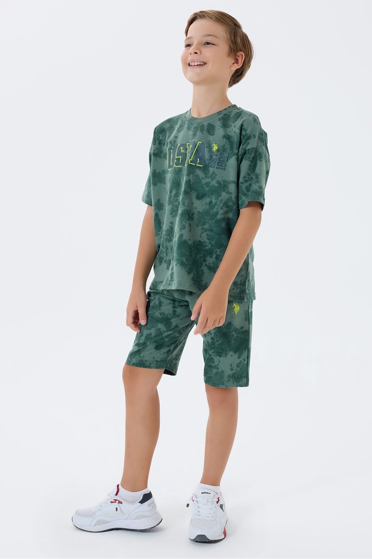 4-15 Yaş Lisanslı Us Polo Assn Erkek Çocuk Takım-Yeşil