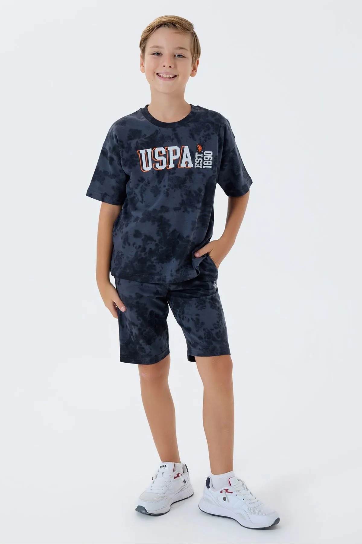 4-15 Yaş Lisanslı Us Polo Assn Erkek Çocuk Takım-Füme