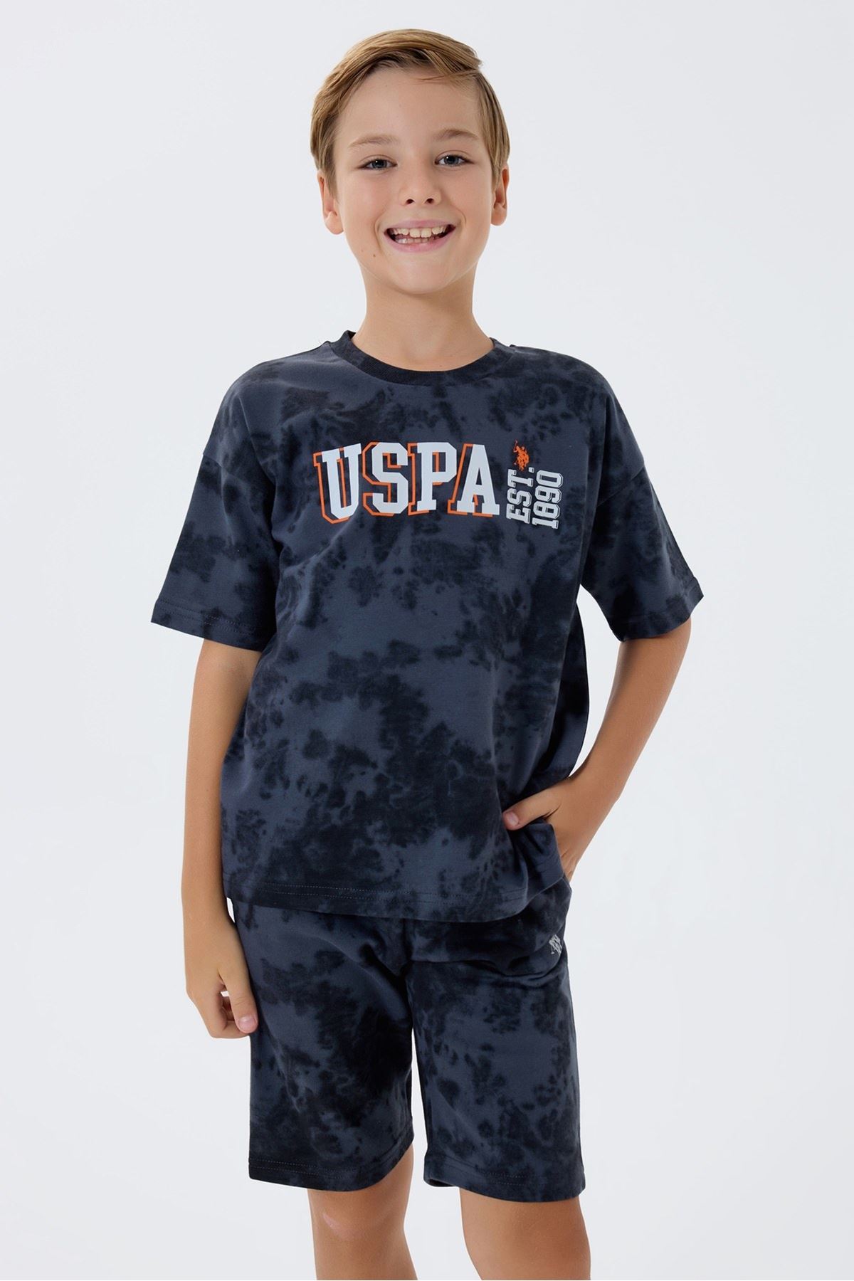 4-15 Yaş Lisanslı Us Polo Assn Erkek Çocuk Takım-Füme