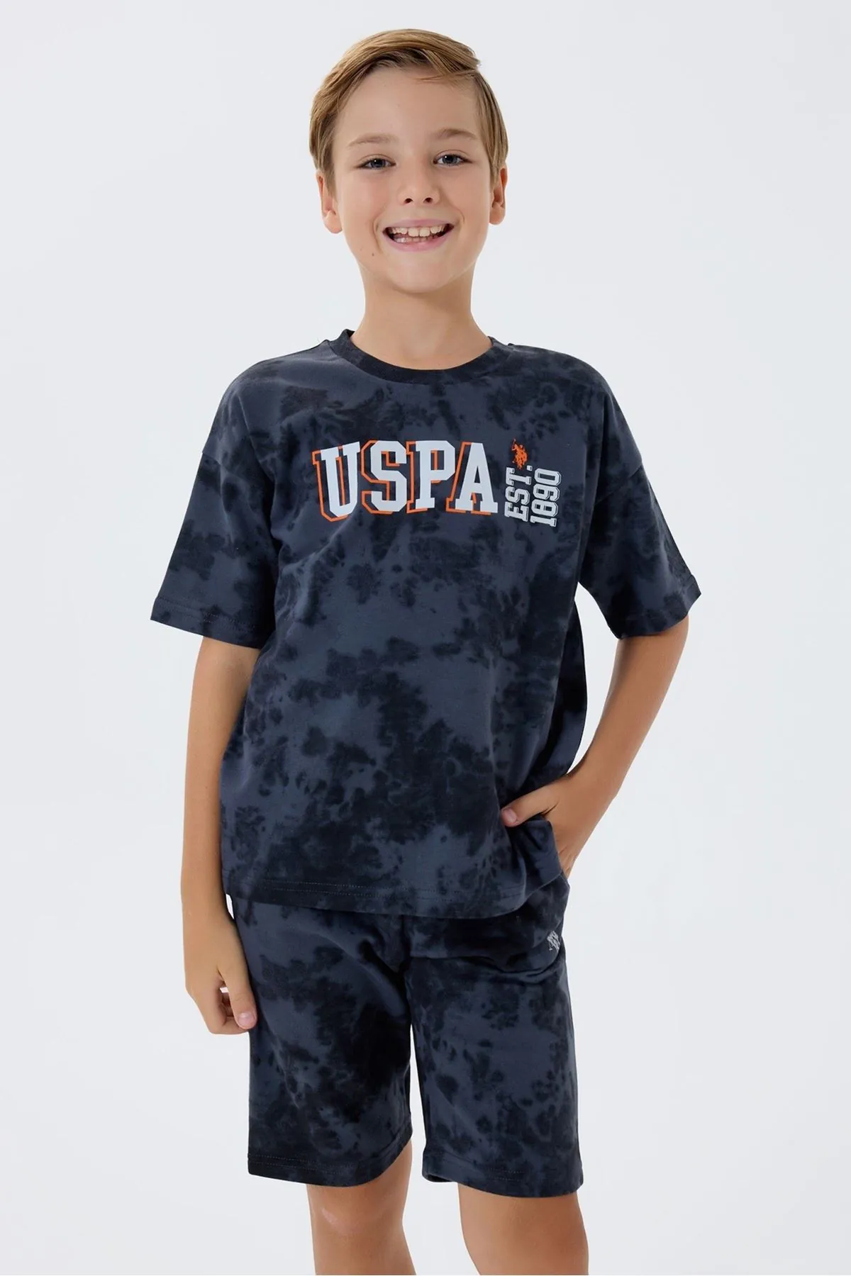4-15 Yaş Lisanslı Us Polo Assn Erkek Çocuk Takım-Füme