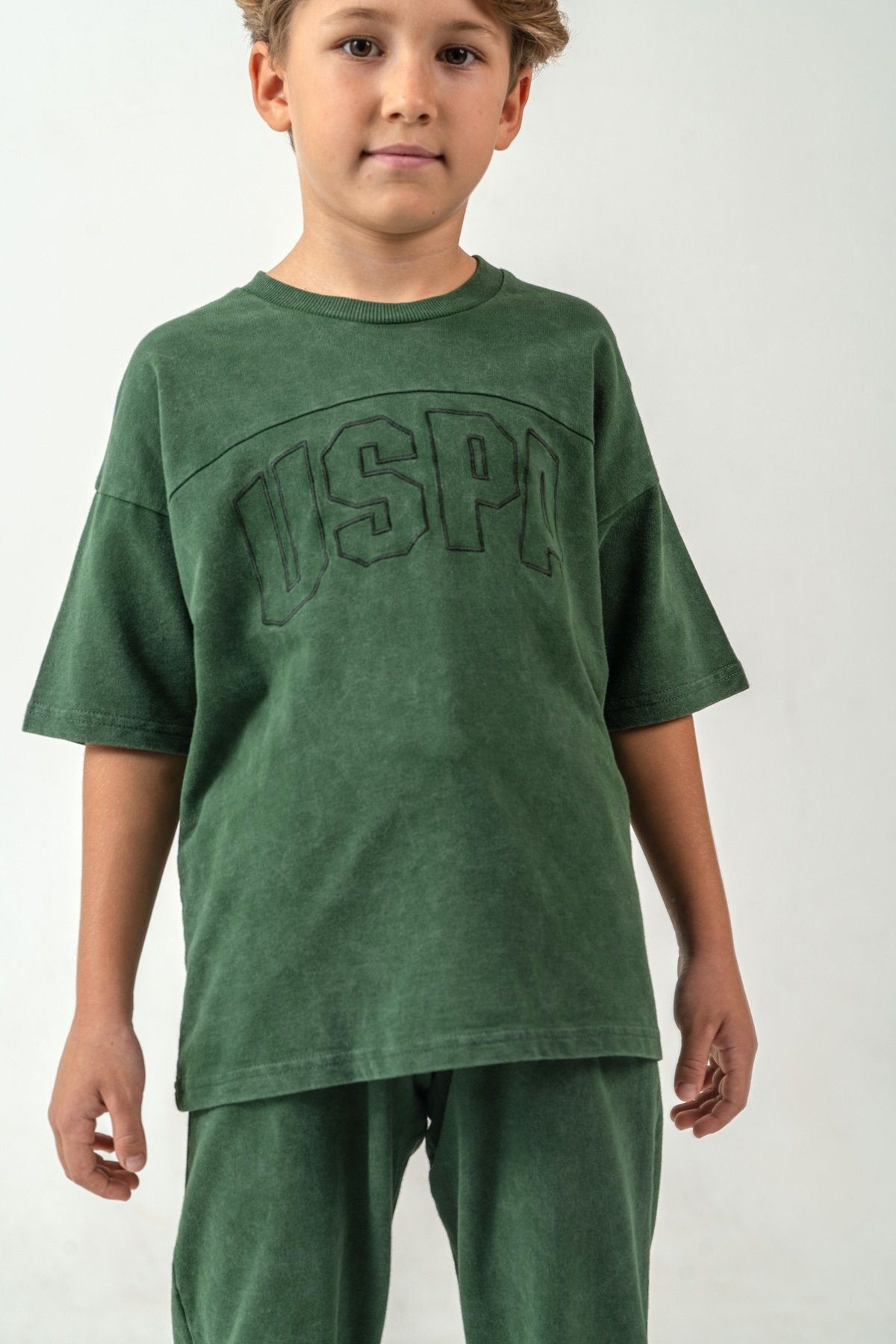 4-15 Yaş Lisanslı Us Polo Assn Erkek Çocuk Takım-Yeşil