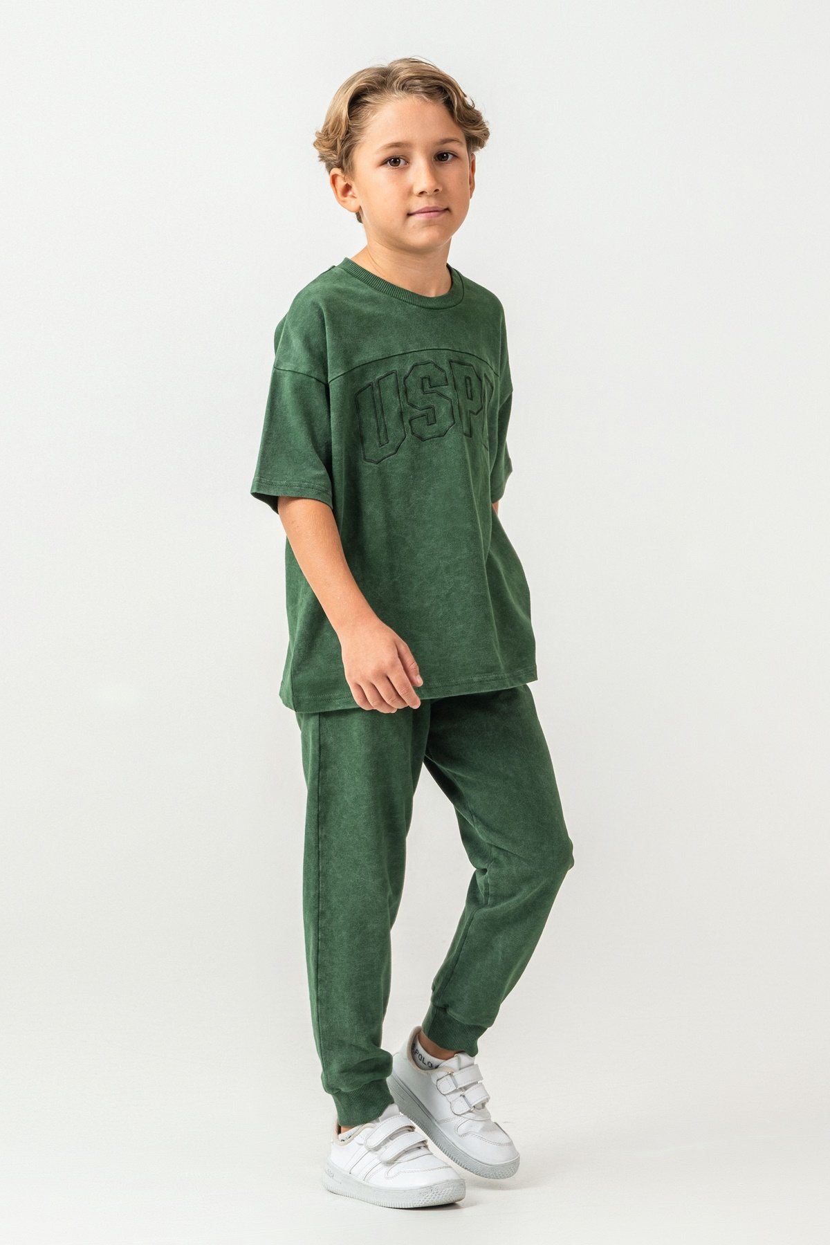 4-15 Yaş Lisanslı Us Polo Assn Erkek Çocuk Takım-Yeşil