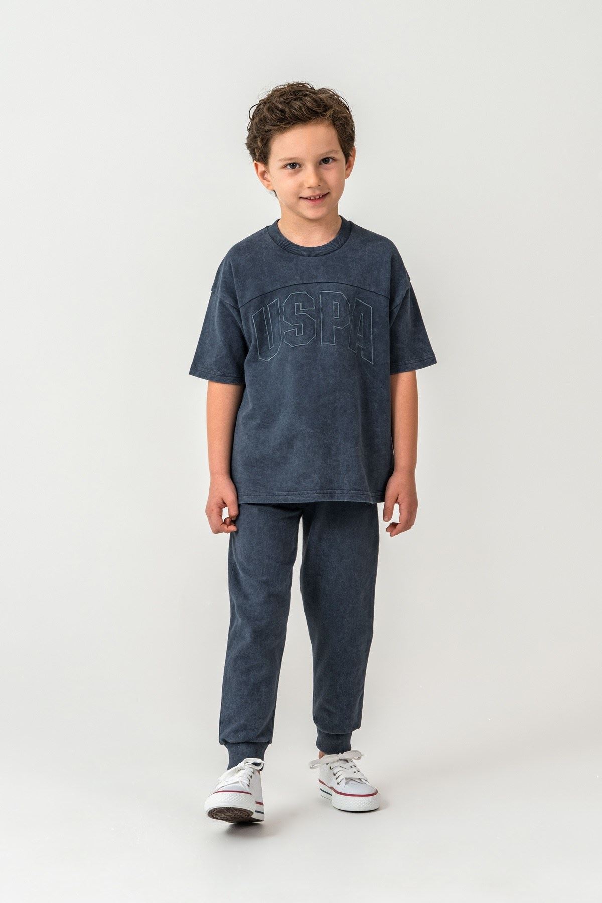 4-15 Yaş Lisanslı Us Polo Assn Erkek Çocuk Takım-Füme