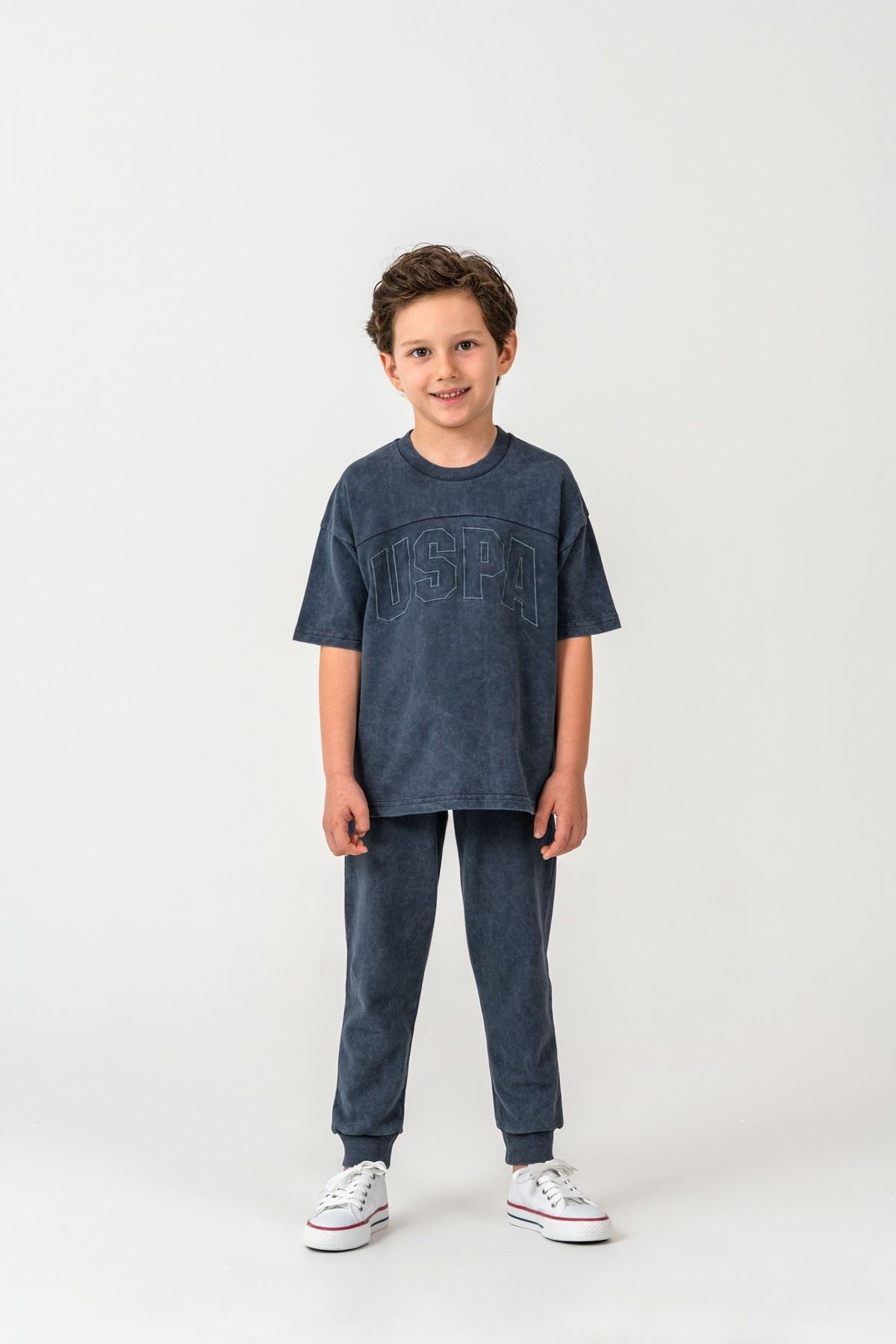 4-15 Yaş Lisanslı Us Polo Assn Erkek Çocuk Takım-Füme